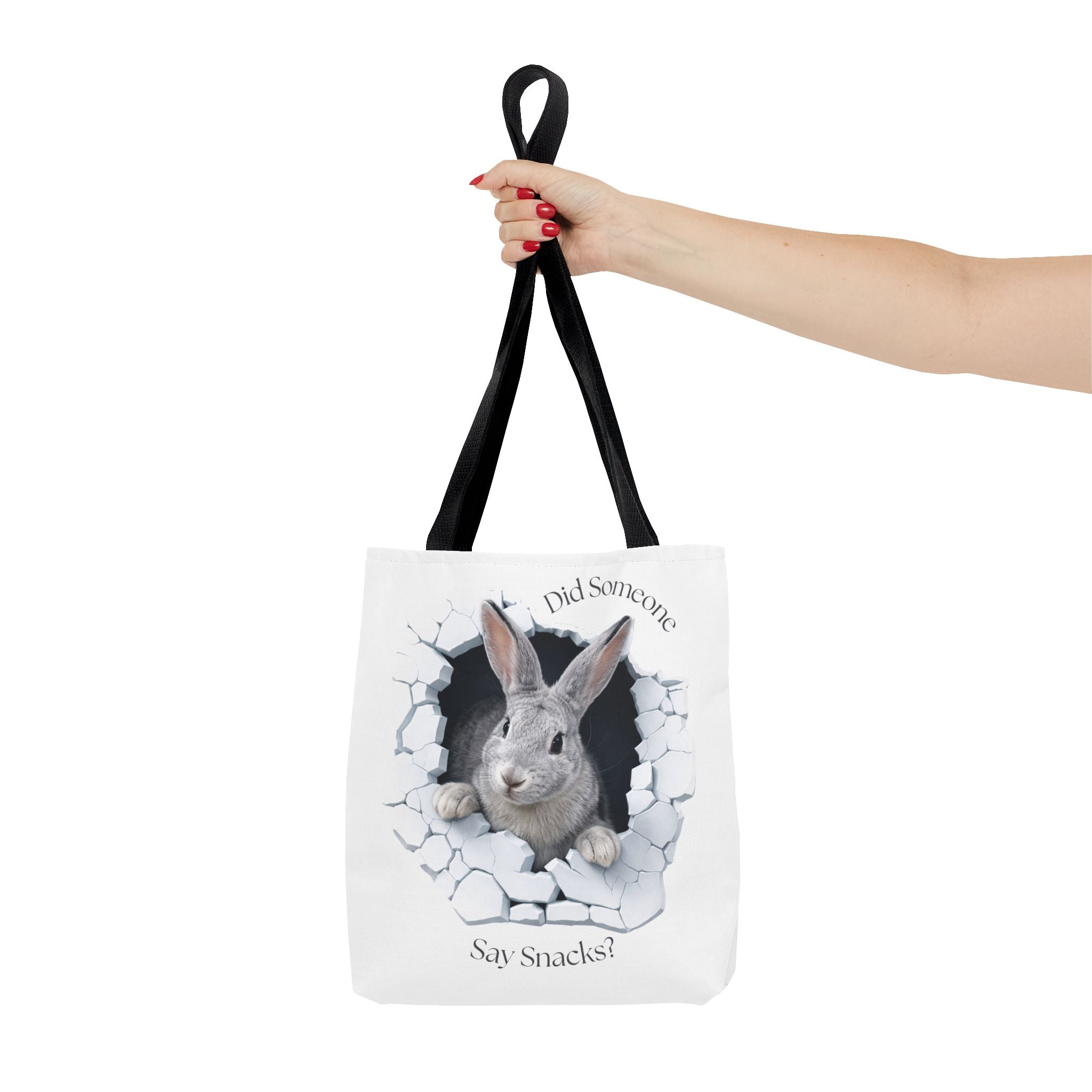 Bunny Peeking Tote Bag — "Did Someone Say Snacks?"
