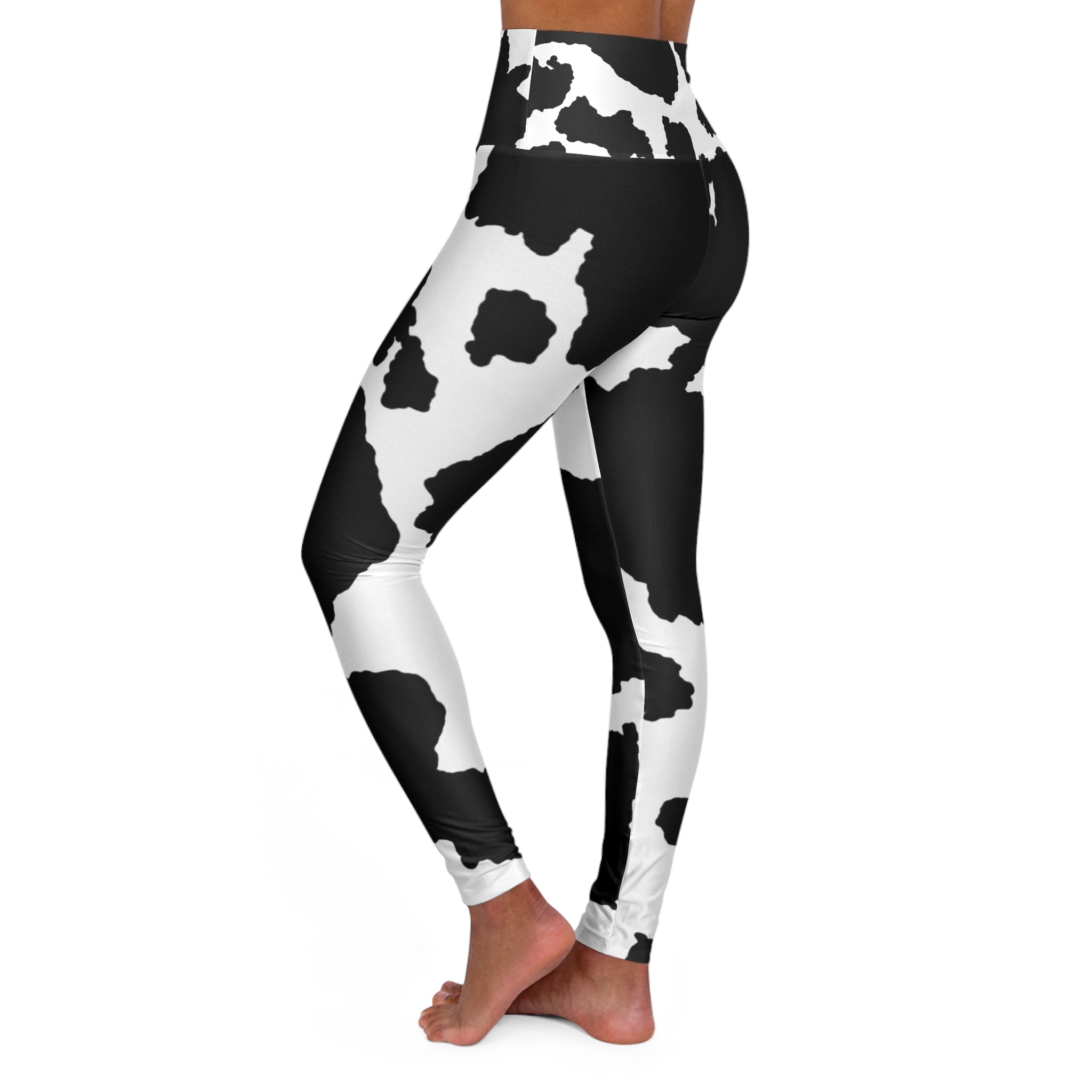 High Waisted Black and White Yoga Leggings (AOP)