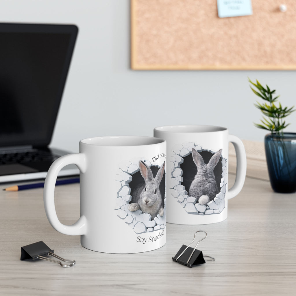 Bunny Ceramic Mug – “Did Someone Say Snacks?” Coffee Cup