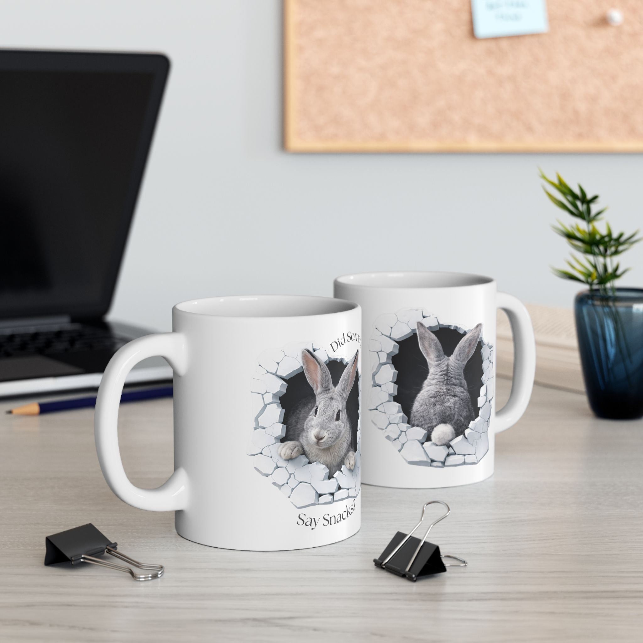 Bunny Ceramic Mug – “Did Someone Say Snacks?” Coffee Cup