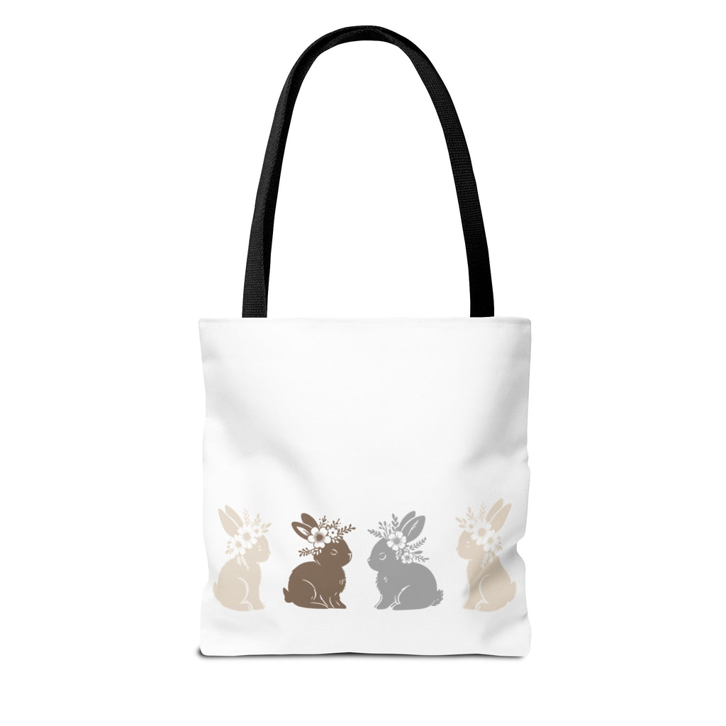 Charming Floral Bunny Tote Bag — Eco-Friendly Floral Bunny Shopping Tote Bag