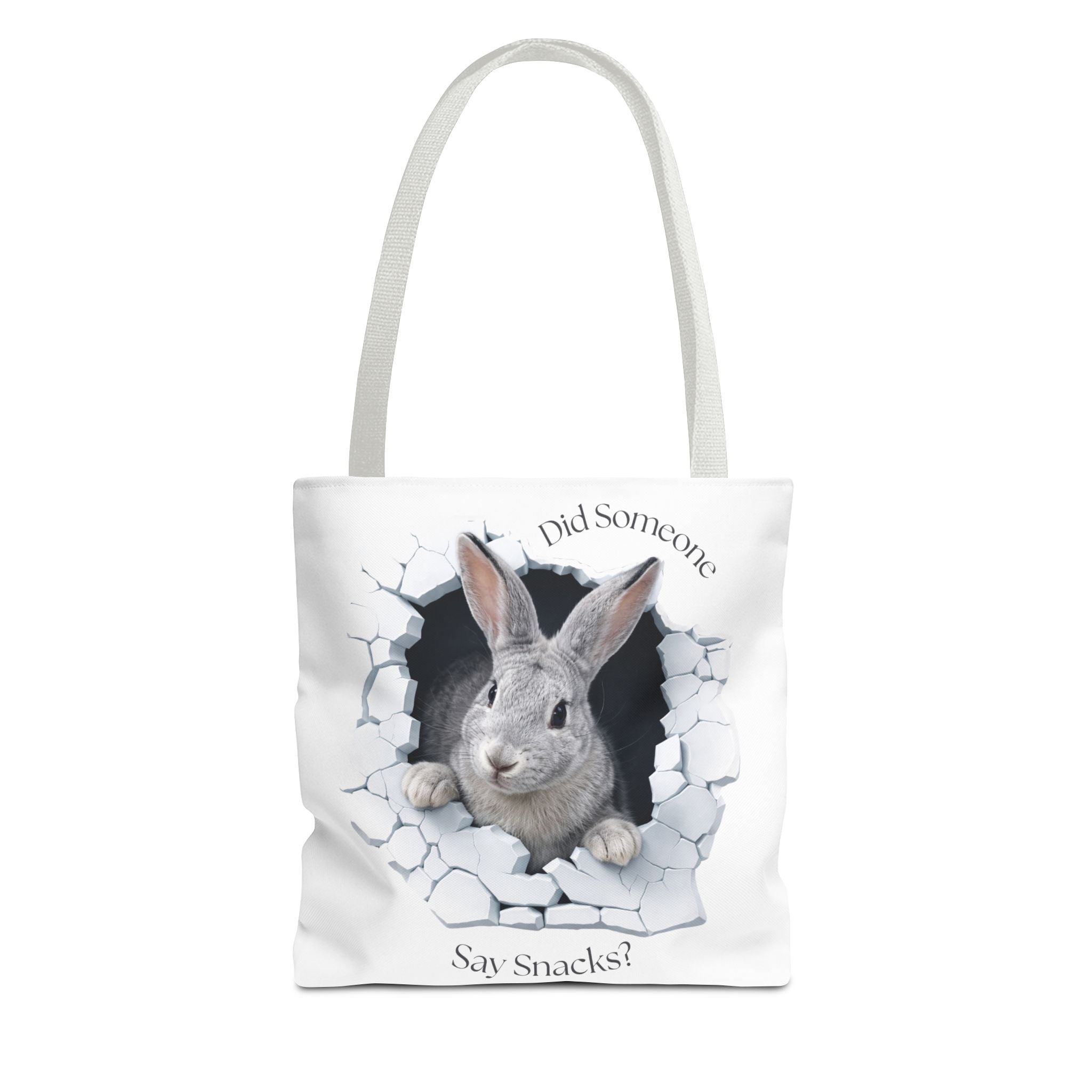 Bunny Peeking Tote Bag — "Did Someone Say Snacks?"