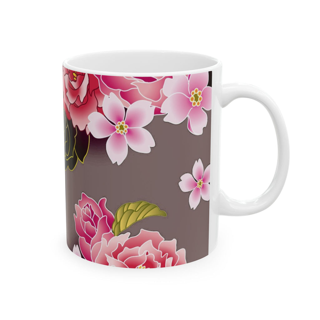Floral Ceramic Mug — Elegant Flower Pattern Coffee Cup (11oz & 15oz)