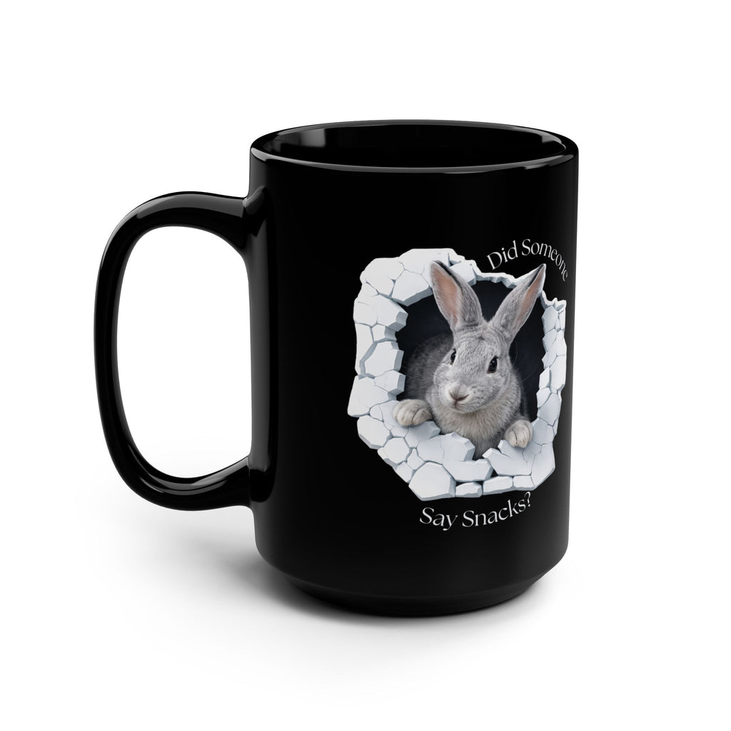 Bunny design 15oz Black Ceramic Mug
