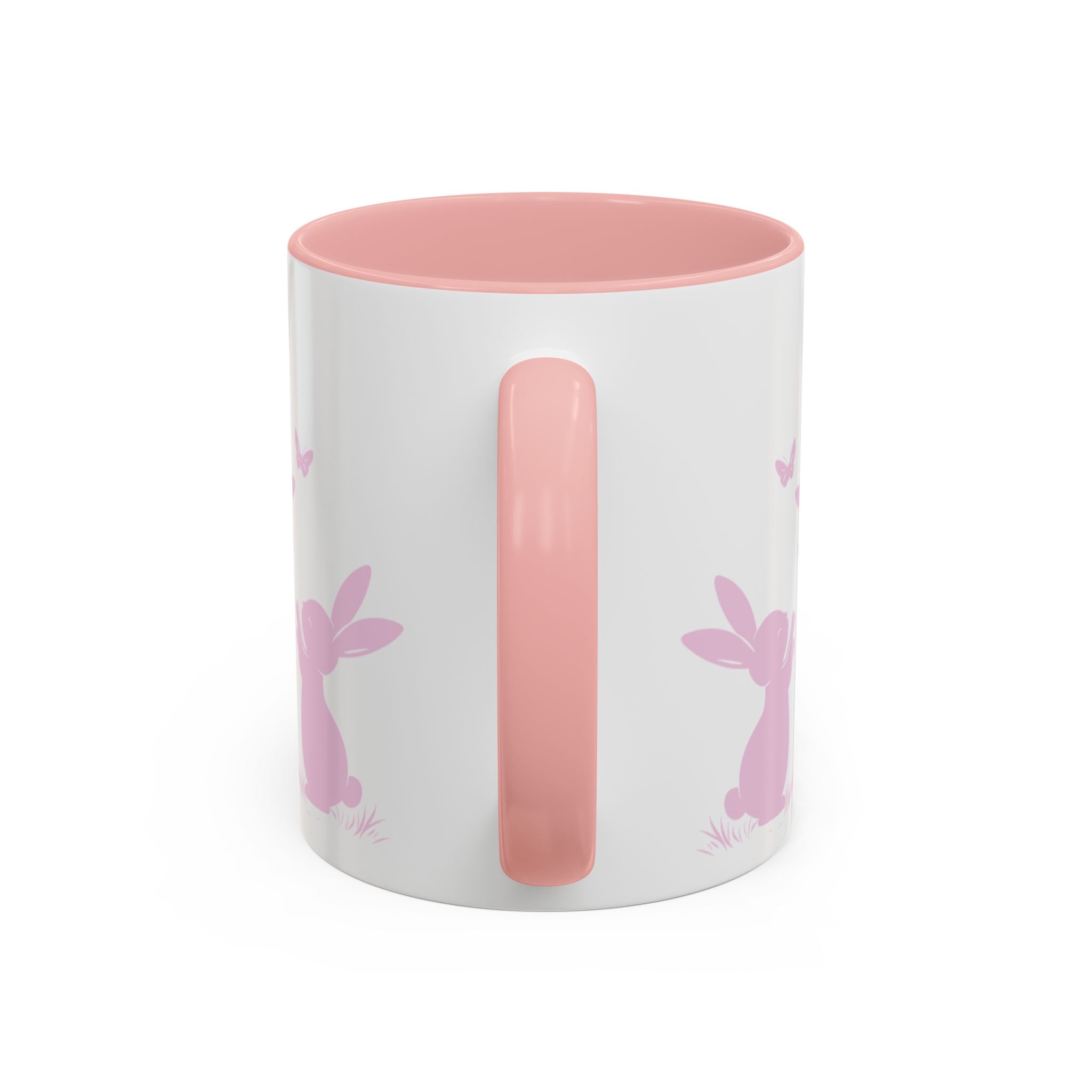 Bunny & Butterfly Accent Coffee Mug — Cute Spring Ceramic Mug (11/15oz), Cute Coffee Mug