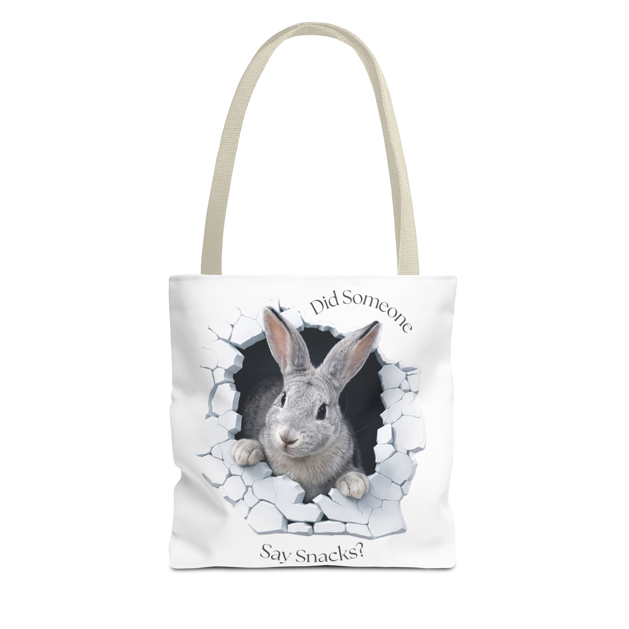 Bunny Peeking Tote Bag — "Did Someone Say Snacks?"