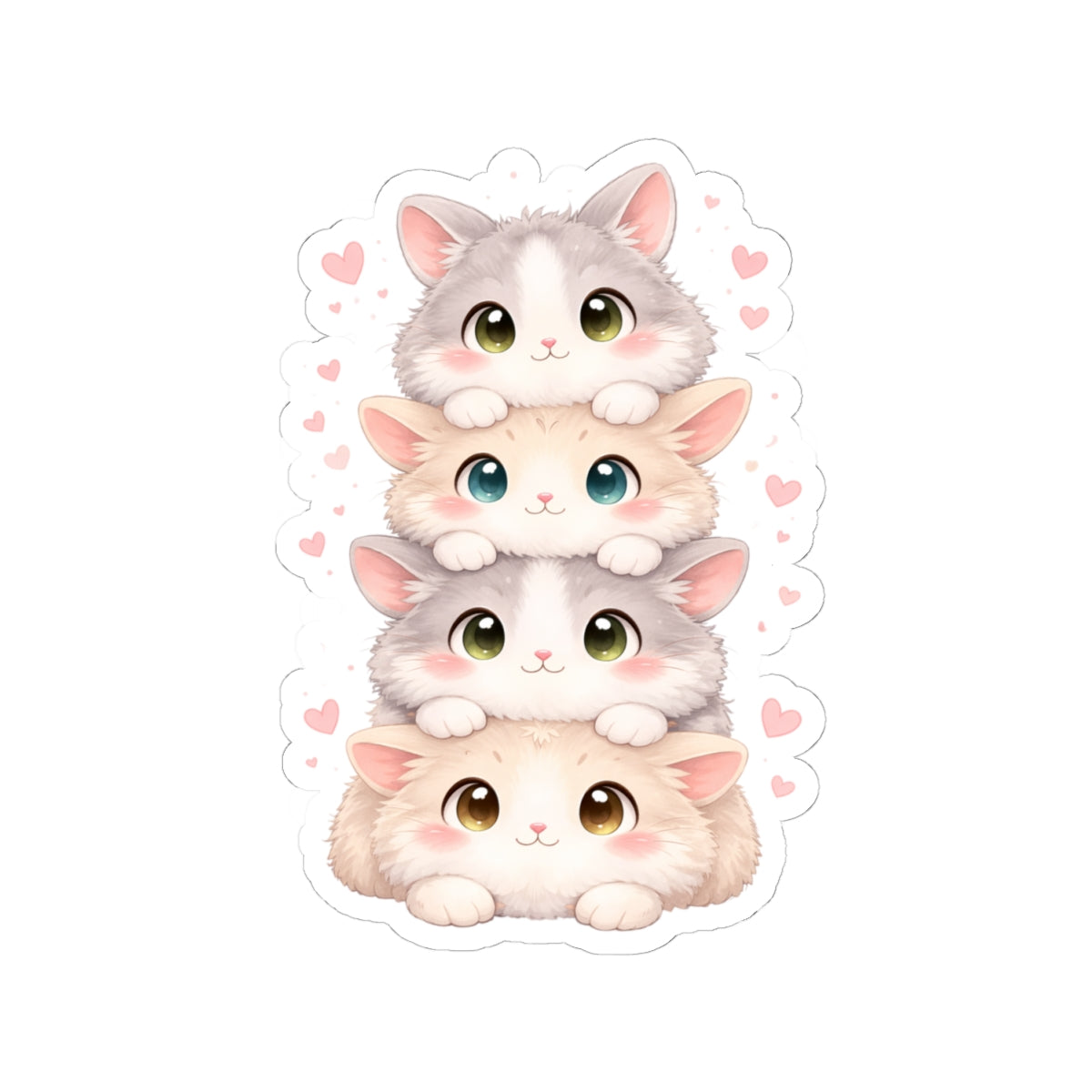 Super Adorable Bunny pile Kiss-Cut Sticker for Laptops, Water Bottles & Journals