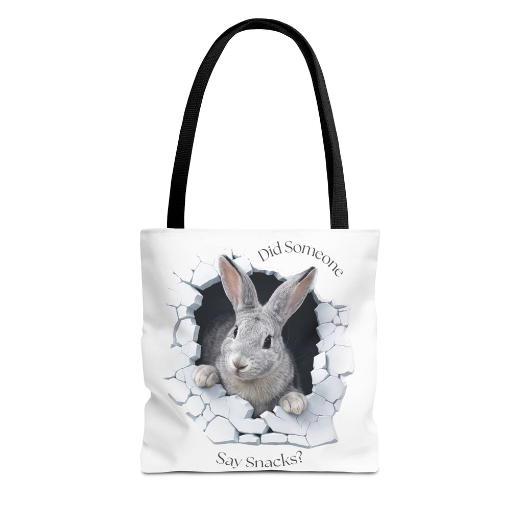 Bunny Peeking Tote Bag — "Did Someone Say Snacks?"