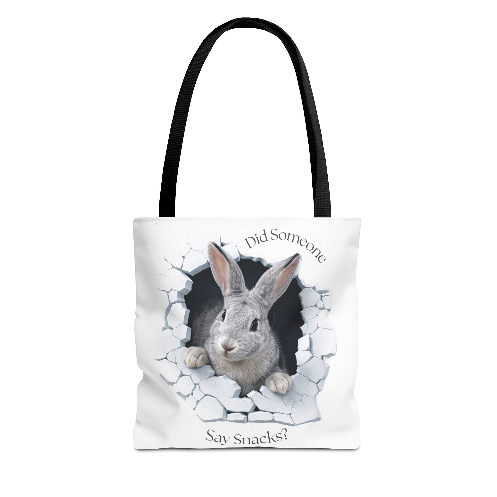 Bunny Peeking Tote Bag — "Did Someone Say Snacks?"