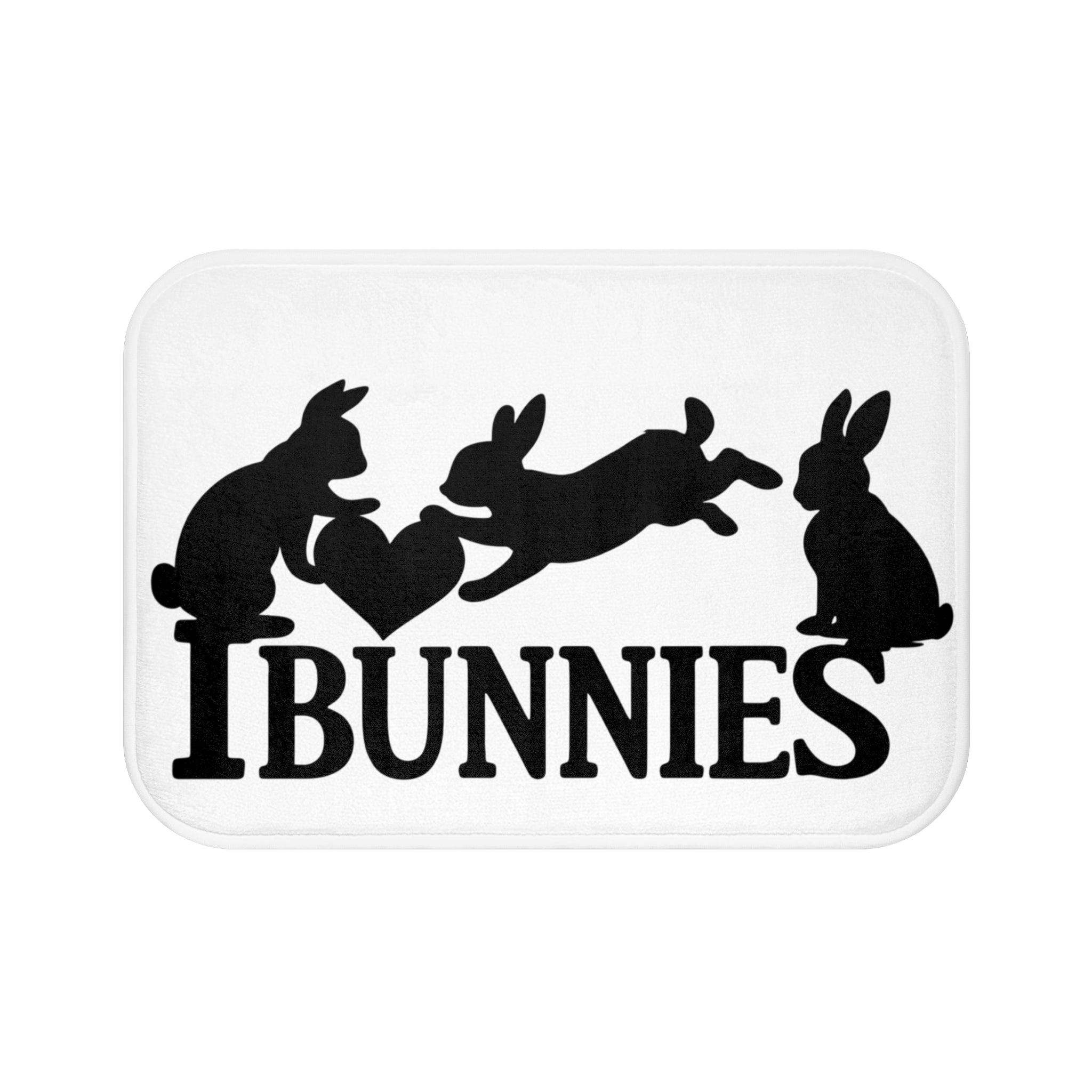 Black and White Bunny Love Bath Mat