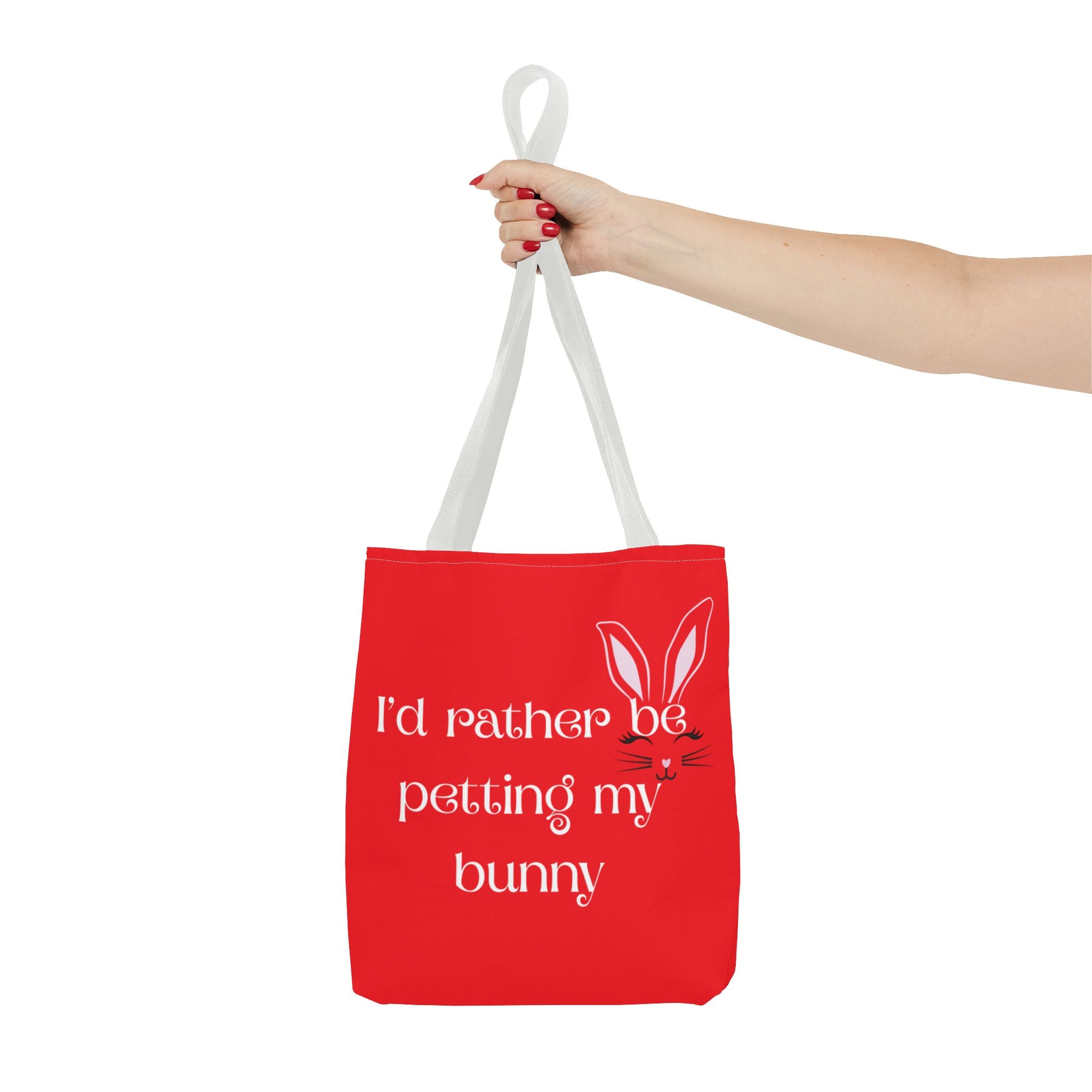I'd Rather Be Petting My Bunny Tote Bag — Cute Bunny Canvas Tote