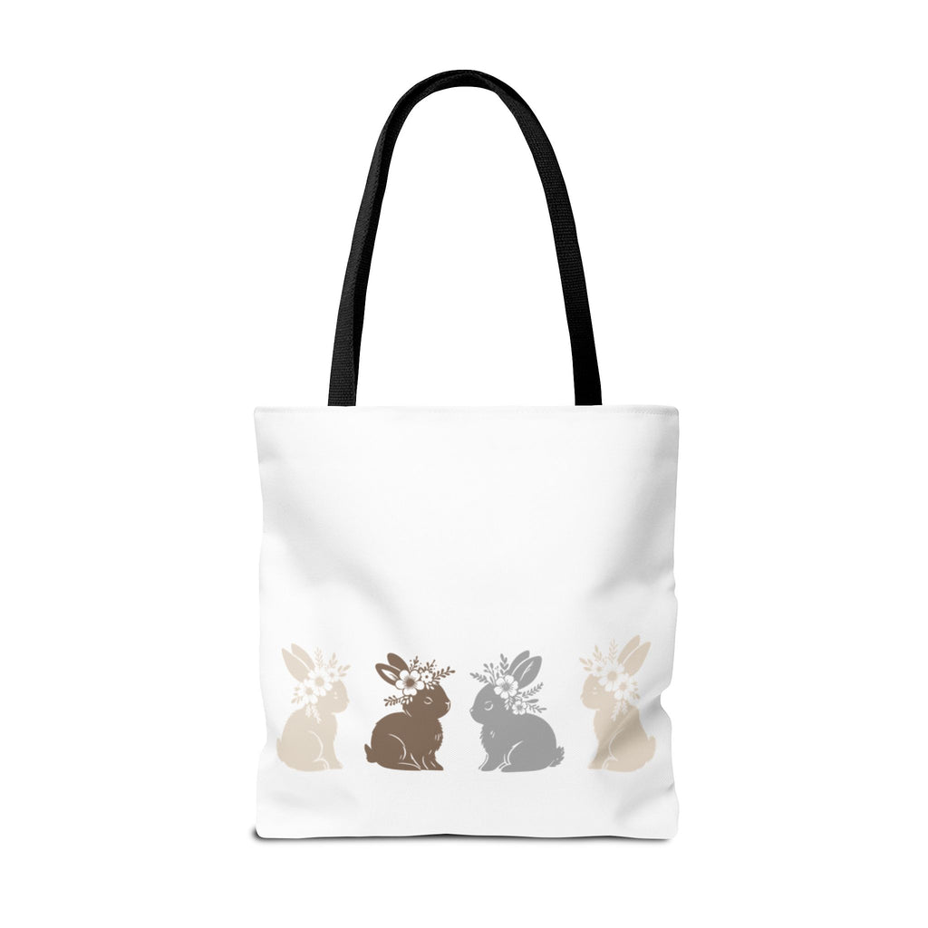 Charming Floral Bunny Tote Bag — Eco-Friendly Floral Bunny Shopping Tote Bag