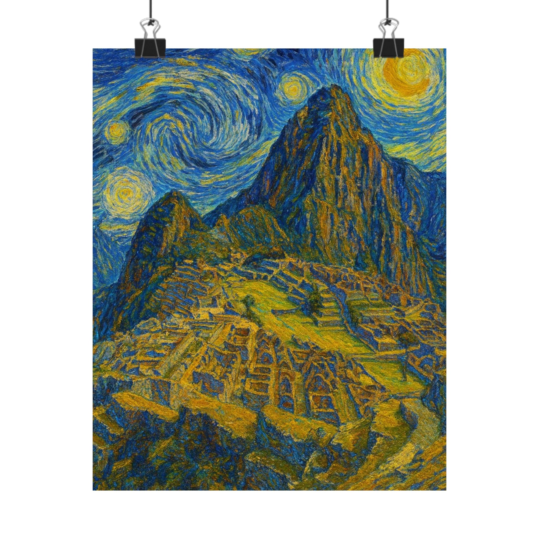 Machu Picchu Vertical Poster — Watercolor Matte Wall Art Print