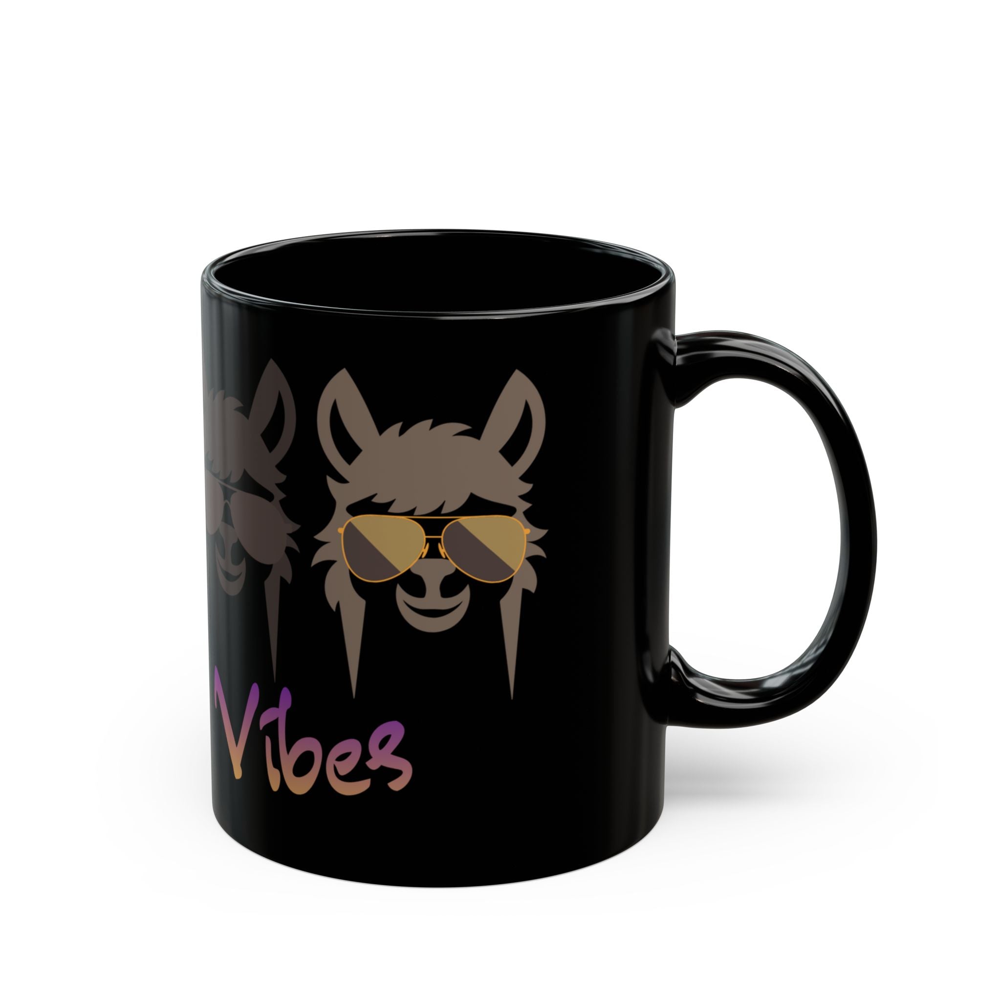 Alpaca Vibes Black Mug — 11oz & 15oz Ceramic Coffee Cup