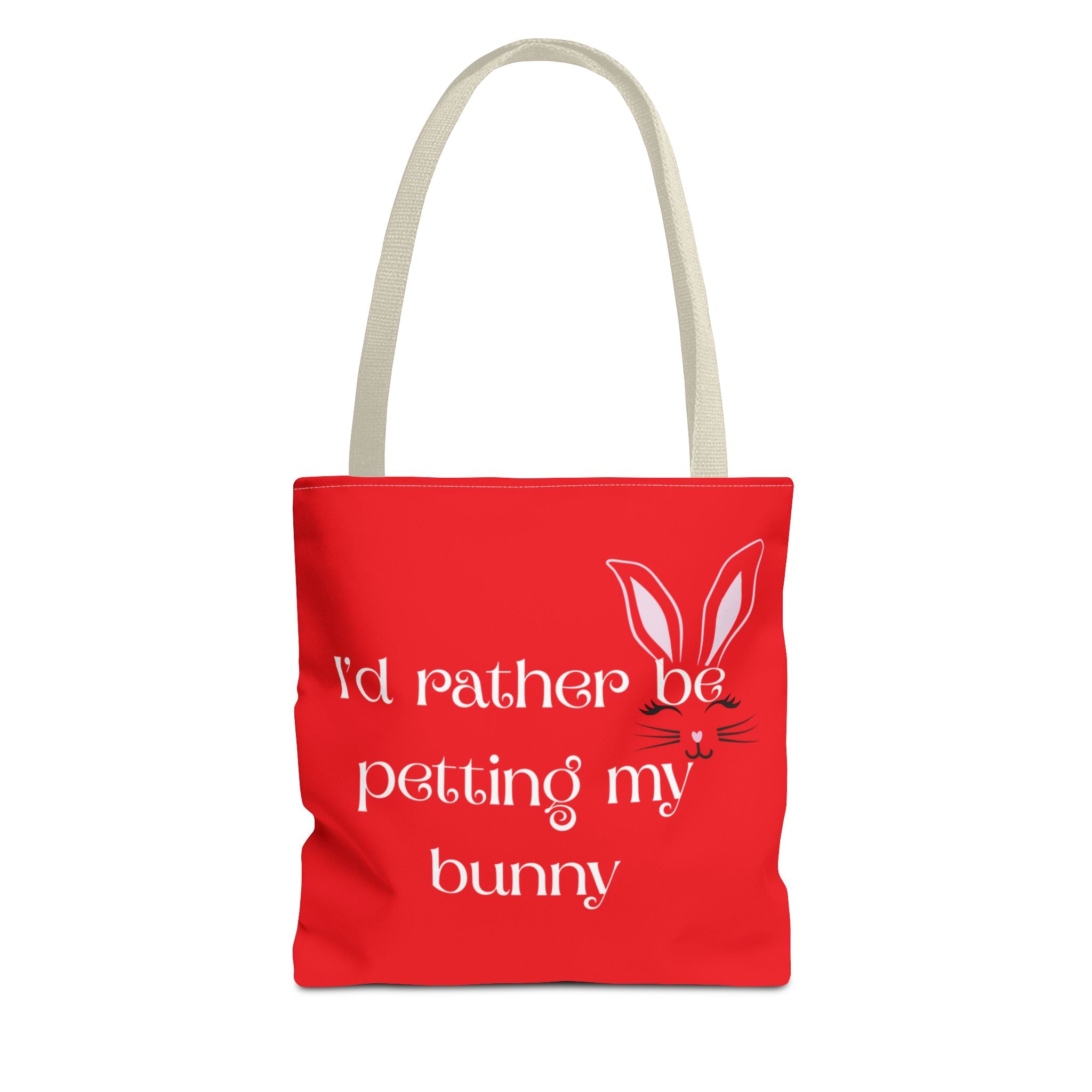 I'd Rather Be Petting My Bunny Tote Bag — Cute Bunny Canvas Tote
