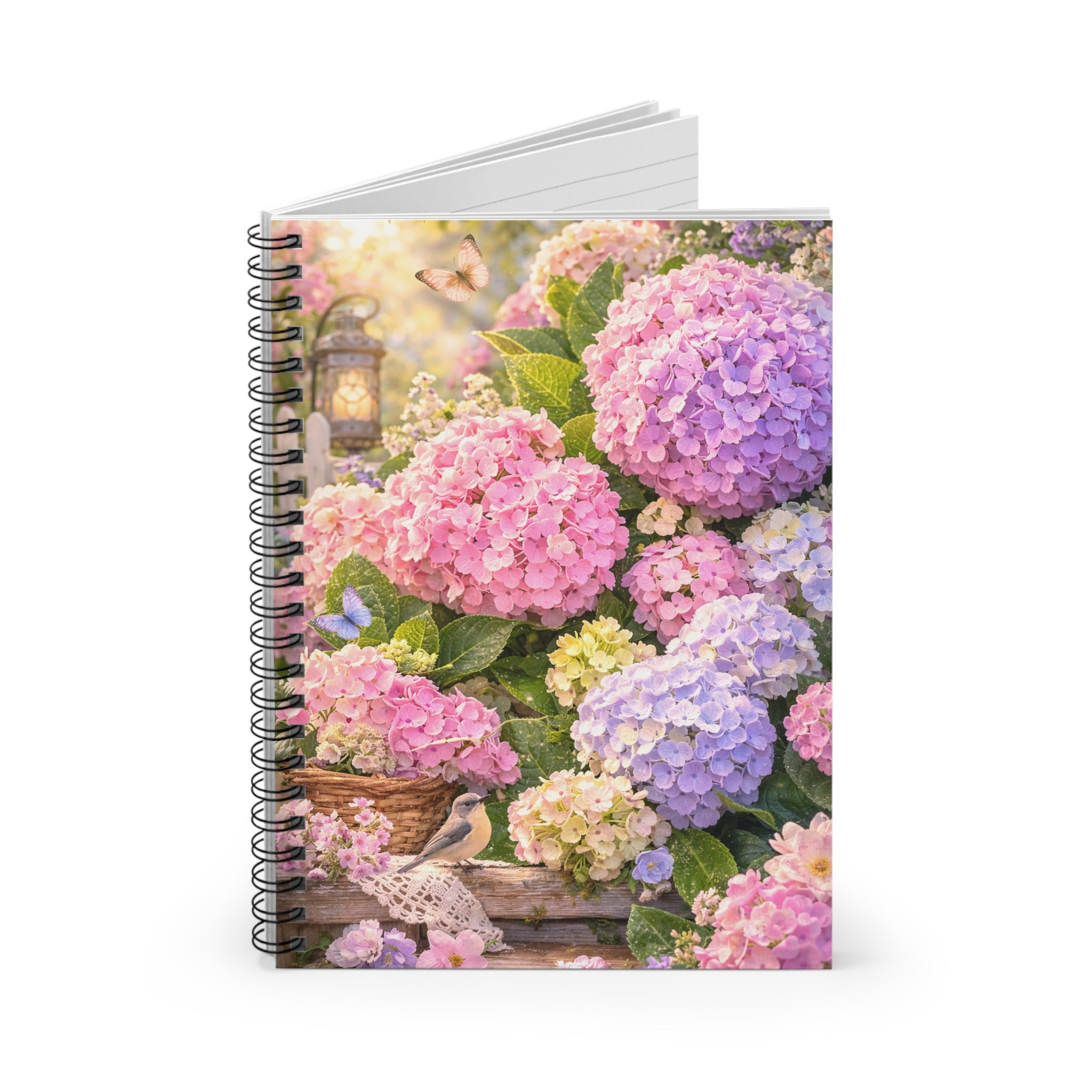 Hydrangea Garden Spiral Notebook — Floral Ruled Journal for Notes & Gifts