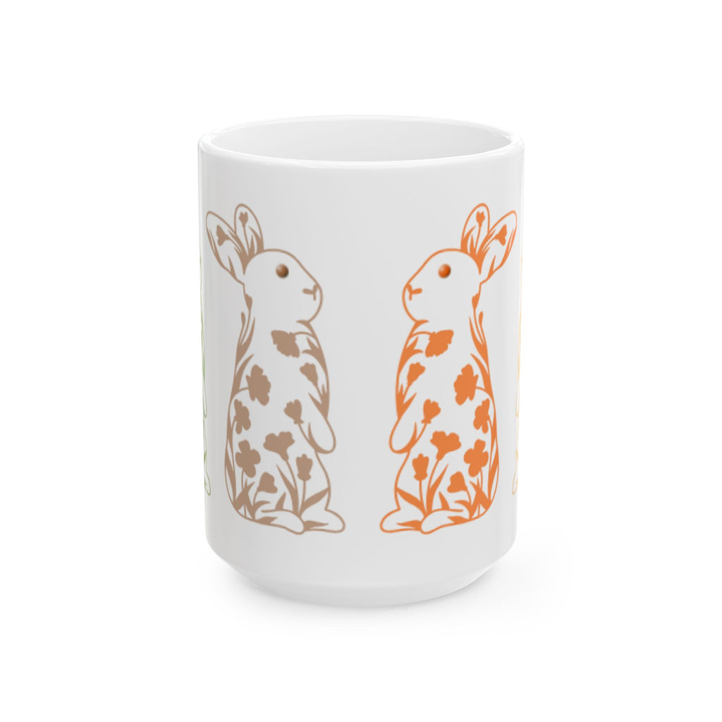 Bunny Floral Mug Ceramic Coffee Cup (11oz & 15oz)