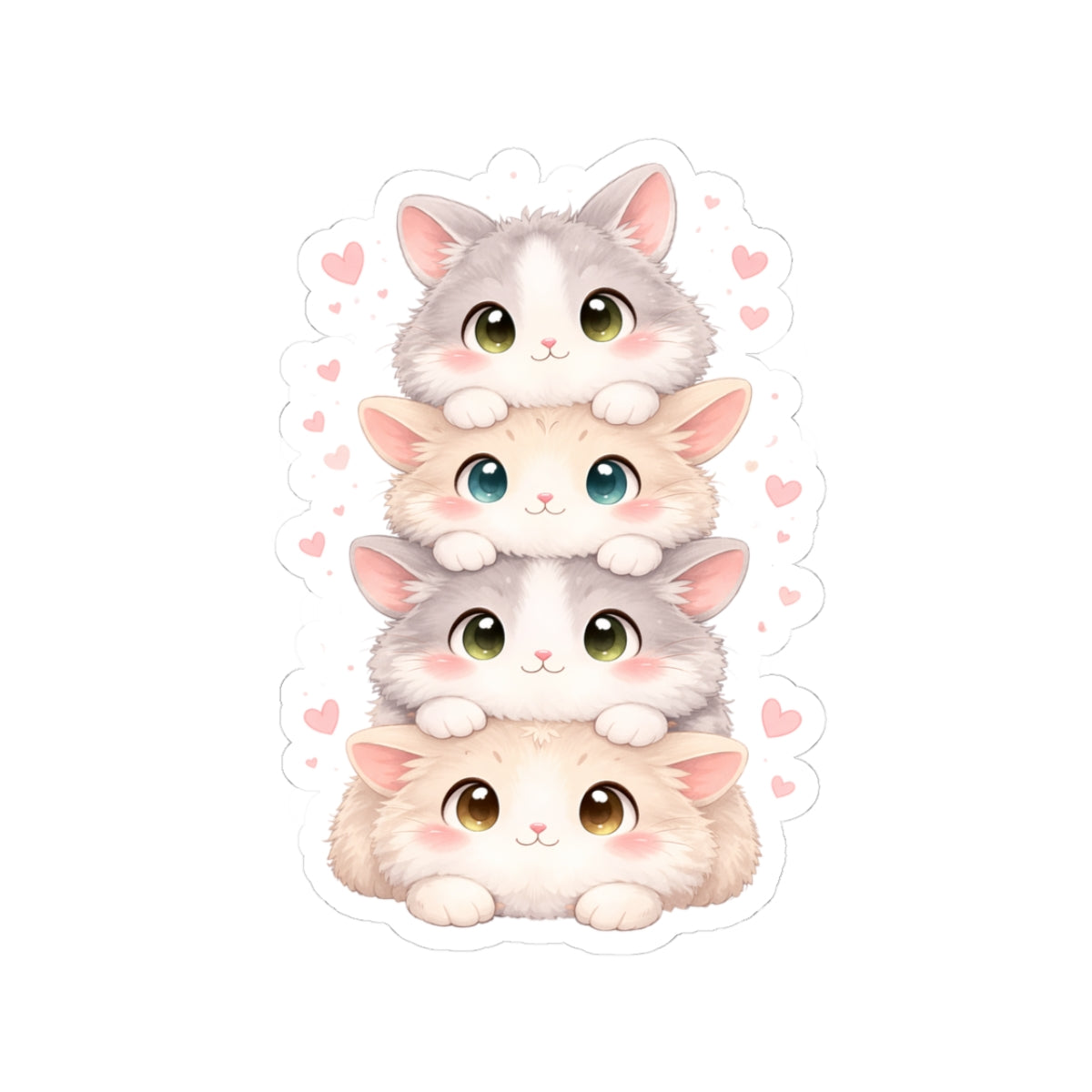 Super Adorable Bunny pile Kiss-Cut Sticker for Laptops, Water Bottles & Journals
