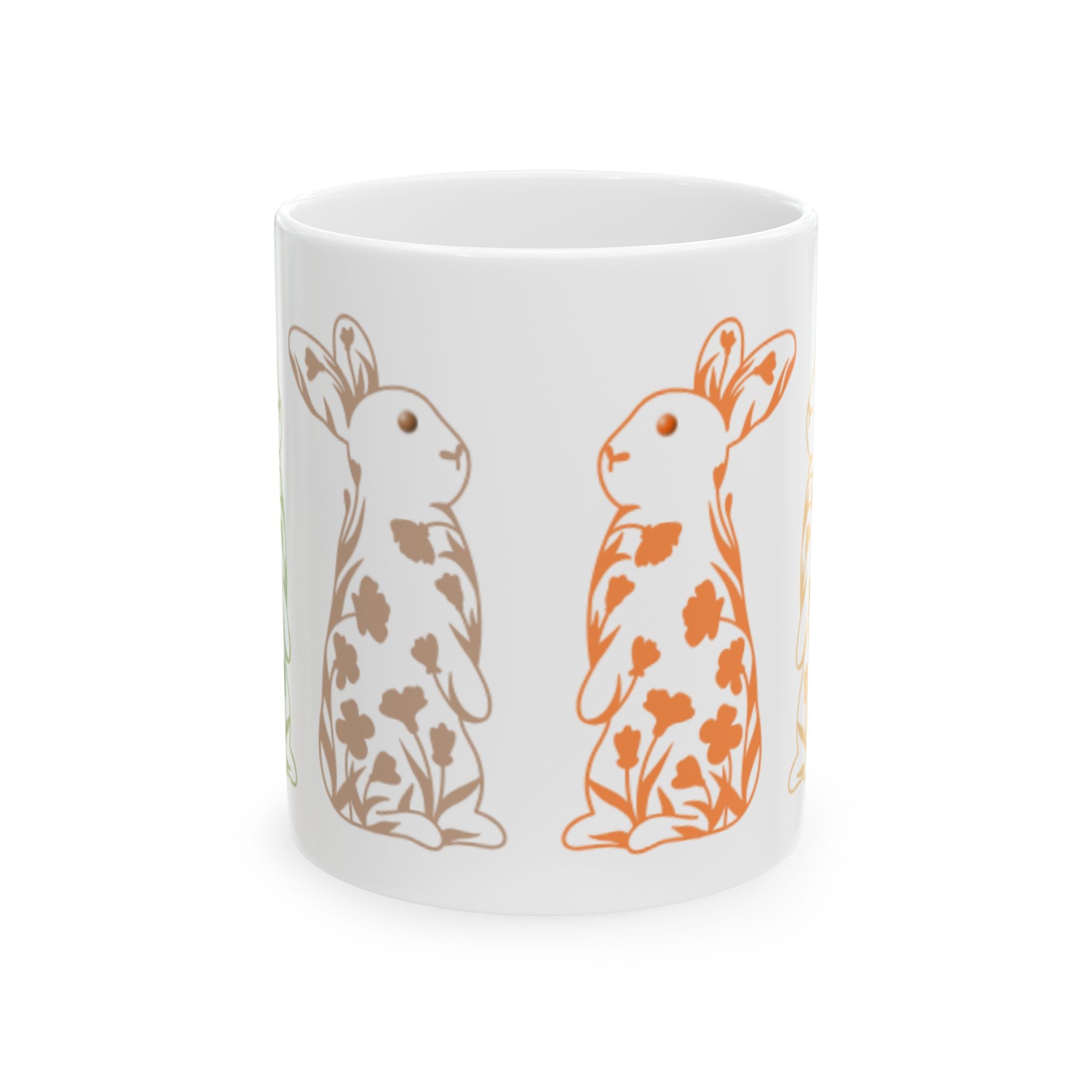 Bunny Floral Mug Ceramic Coffee Cup (11oz & 15oz)