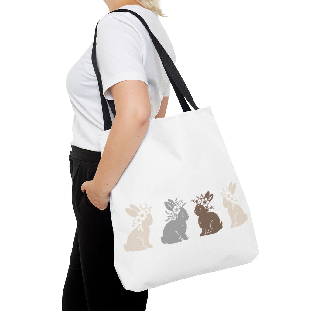 Charming Floral Bunny Tote Bag — Eco-Friendly Floral Bunny Shopping Tote Bag