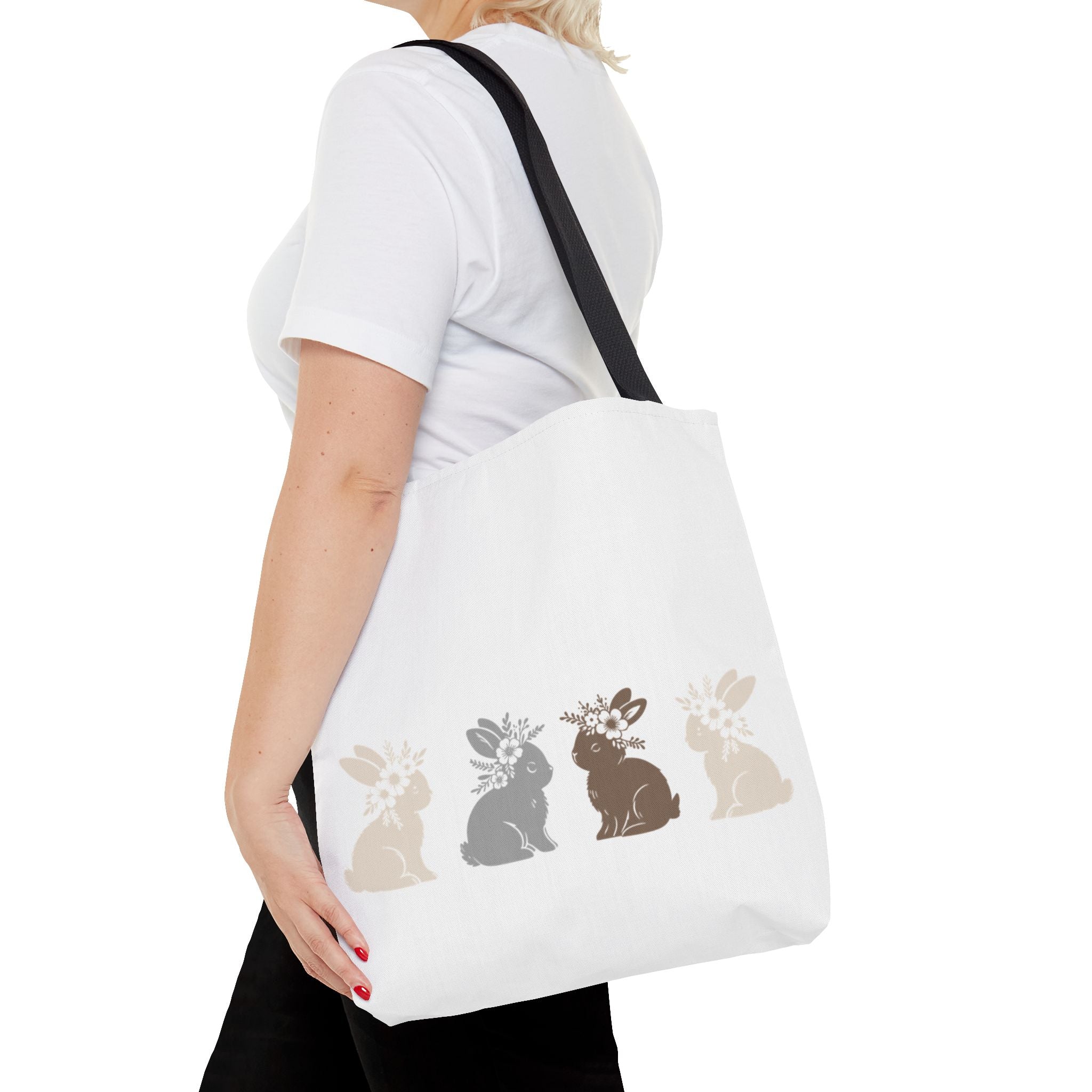 Charming Floral Bunny Tote Bag — Eco-Friendly Floral Bunny Shopping Tote Bag