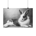 Bunny Photo Matte Poster — Black & White Horizontal Wall Art