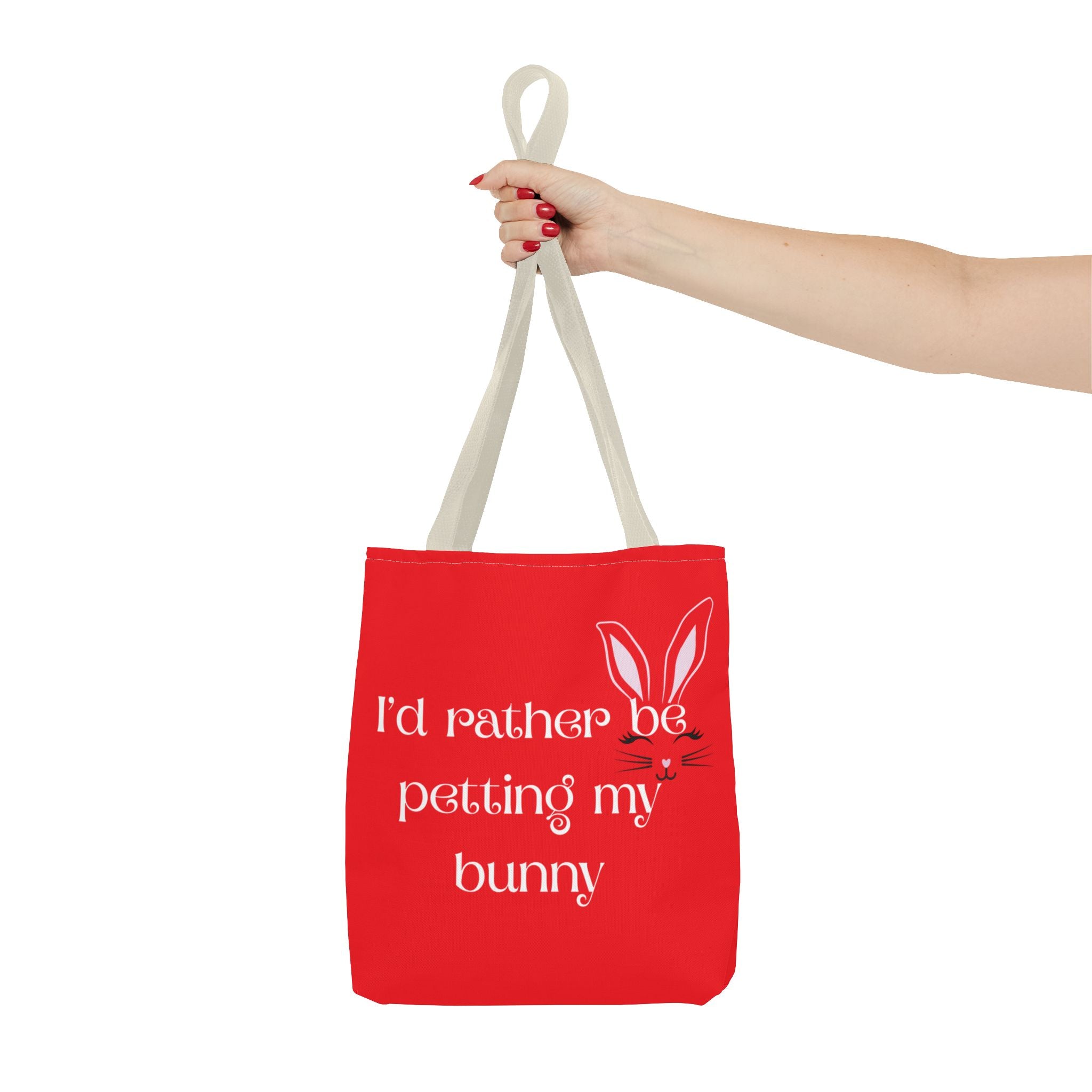 I'd Rather Be Petting My Bunny Tote Bag — Cute Bunny Canvas Tote