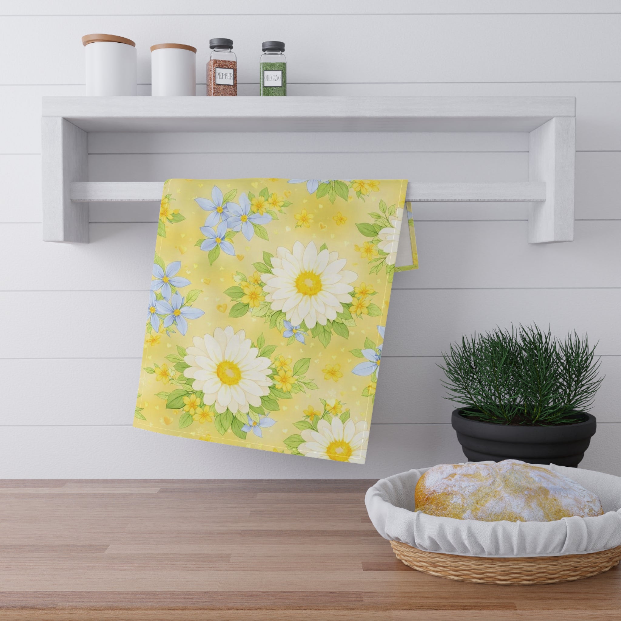 Daisy Meadows Floral Tea Towel – Yellow Spring Kitchen Towel