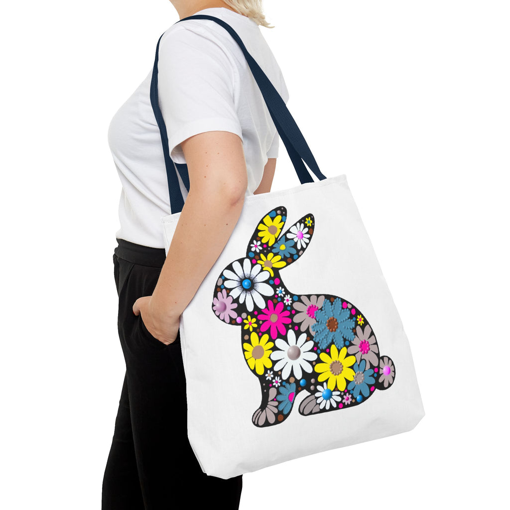 Floral Bunny Tote Bag — Eco-Friendly Spring Shopping Tote