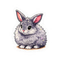 Fluffy Gray Bunny Kiss-Cut Sticker