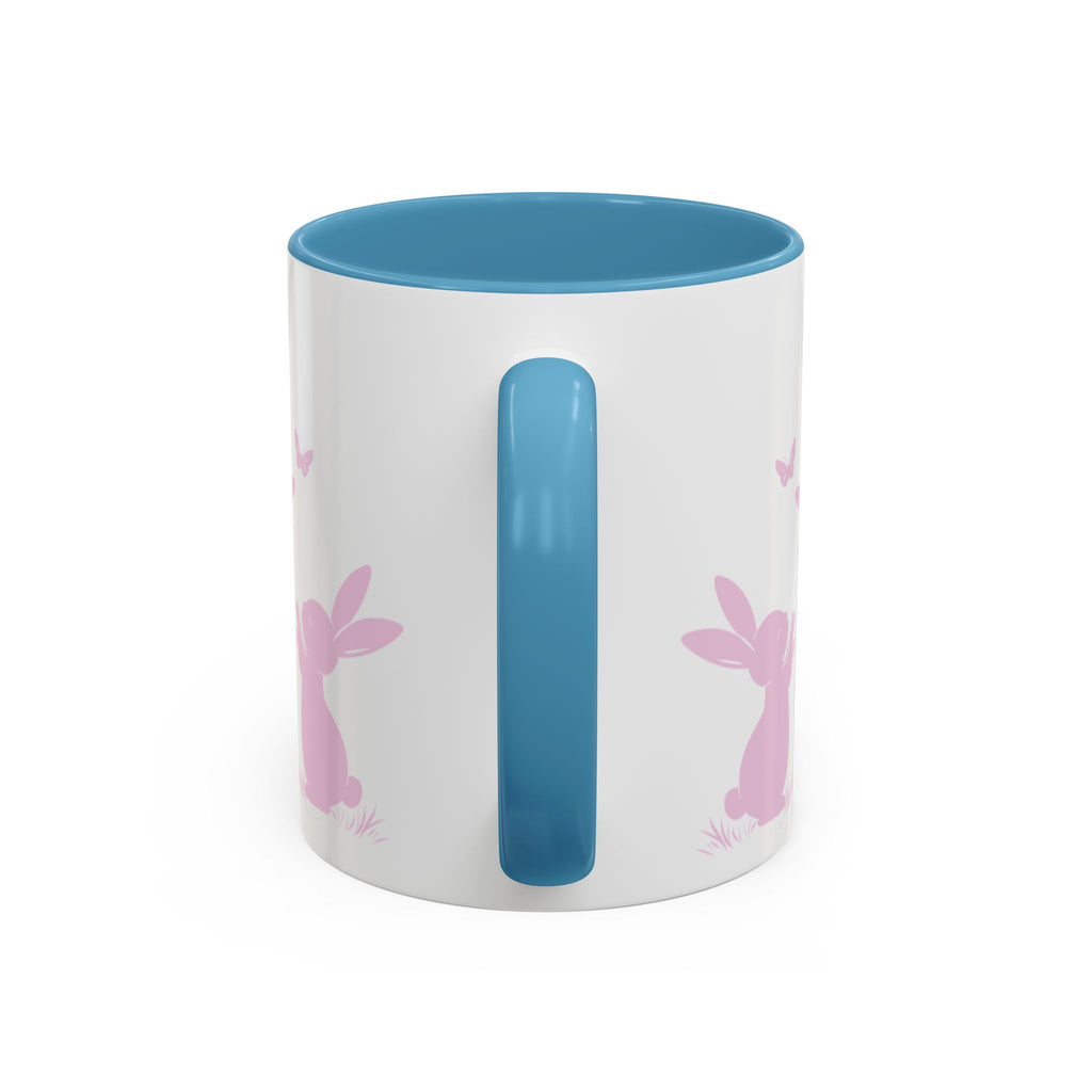 Bunny & Butterfly Accent Coffee Mug — Cute Spring Ceramic Mug (11/15oz), Cute Coffee Mug
