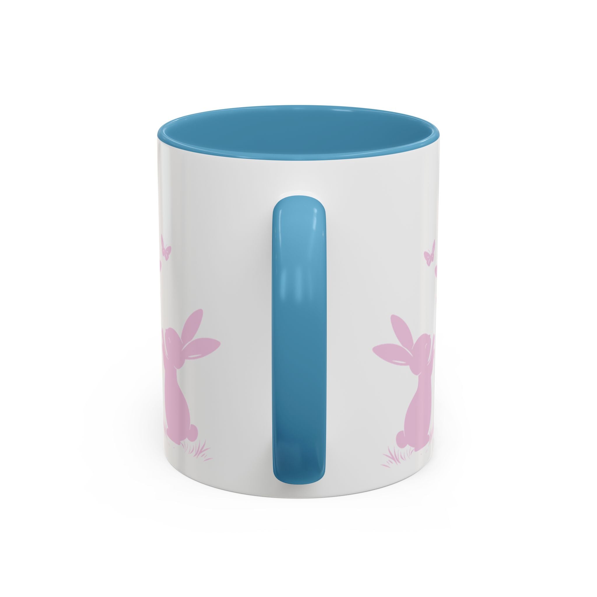 Bunny & Butterfly Accent Coffee Mug — Cute Spring Ceramic Mug (11/15oz), Cute Coffee Mug