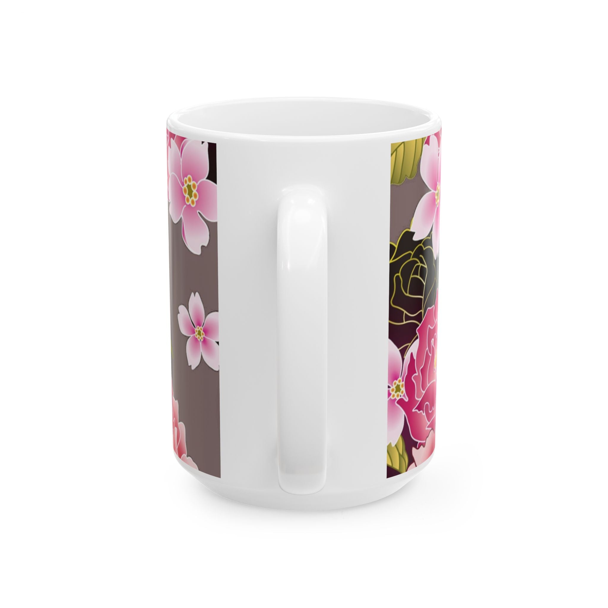 Floral Ceramic Mug — Elegant Flower Pattern Coffee Cup (11oz & 15oz)
