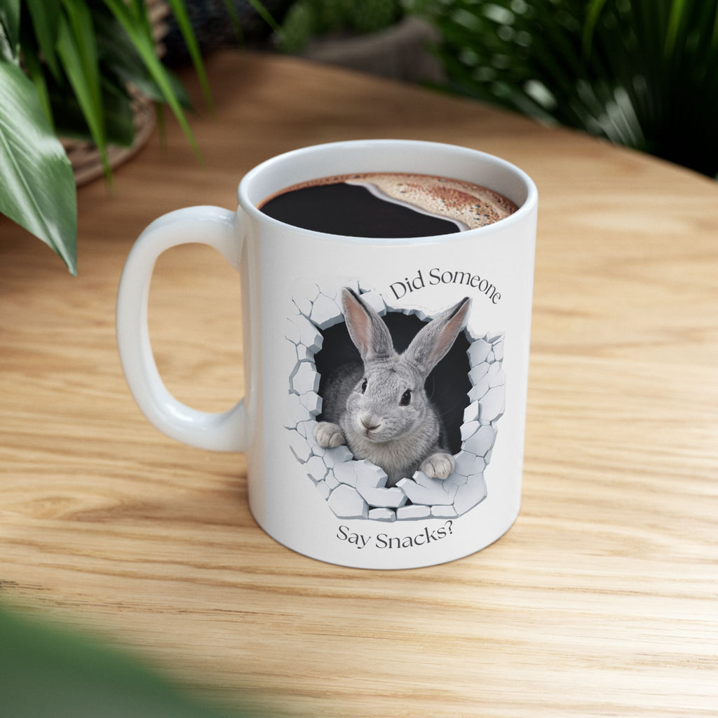 Bunny Ceramic Mug – “Did Someone Say Snacks?” Coffee Cup