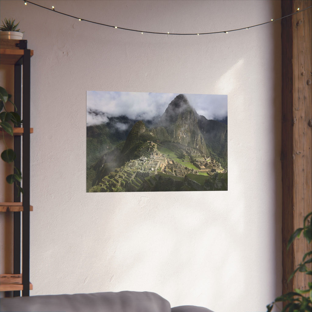 Misty Machu Picchu Landscape Matte Poster Horizontal Wall Art