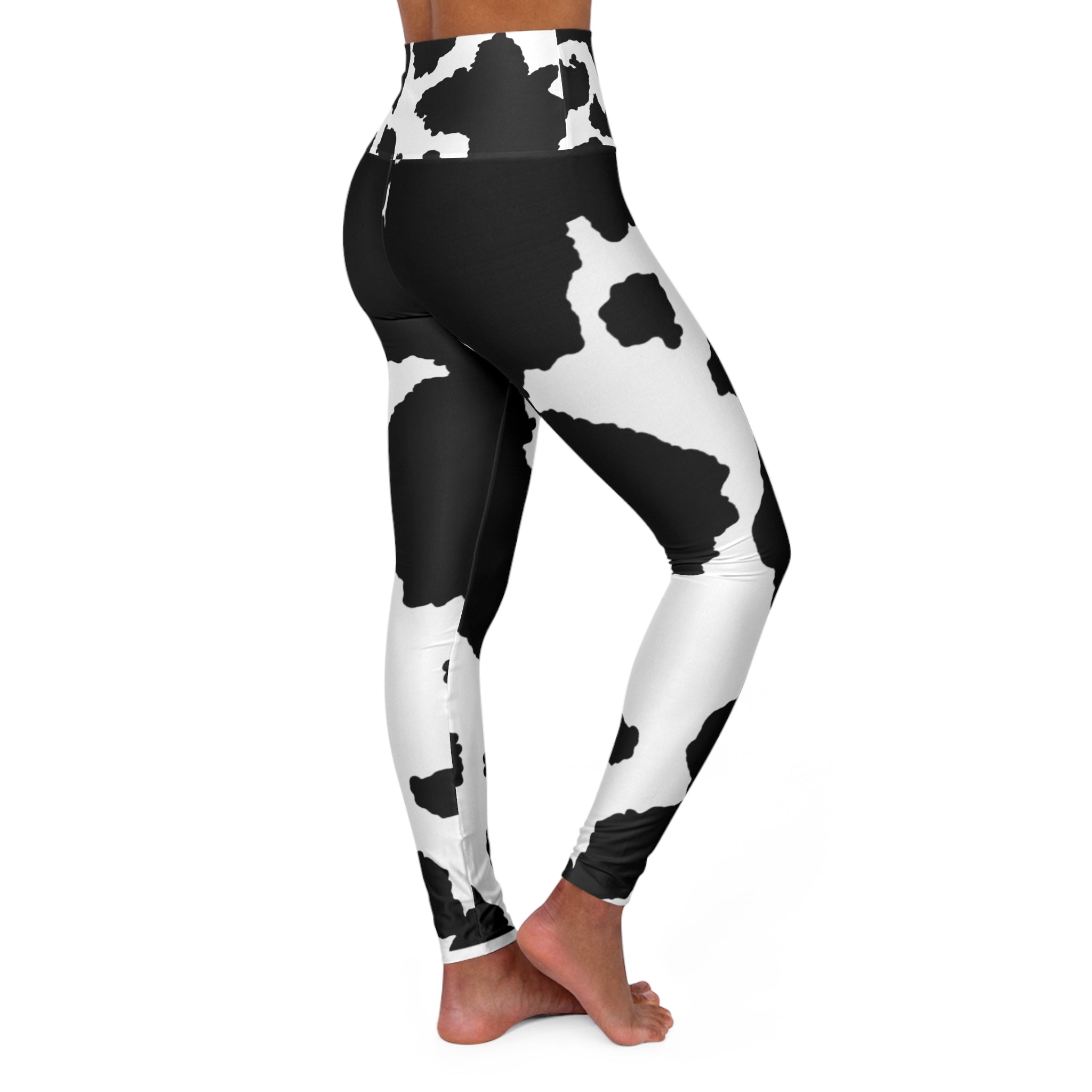 High Waisted Black and White Yoga Leggings (AOP)