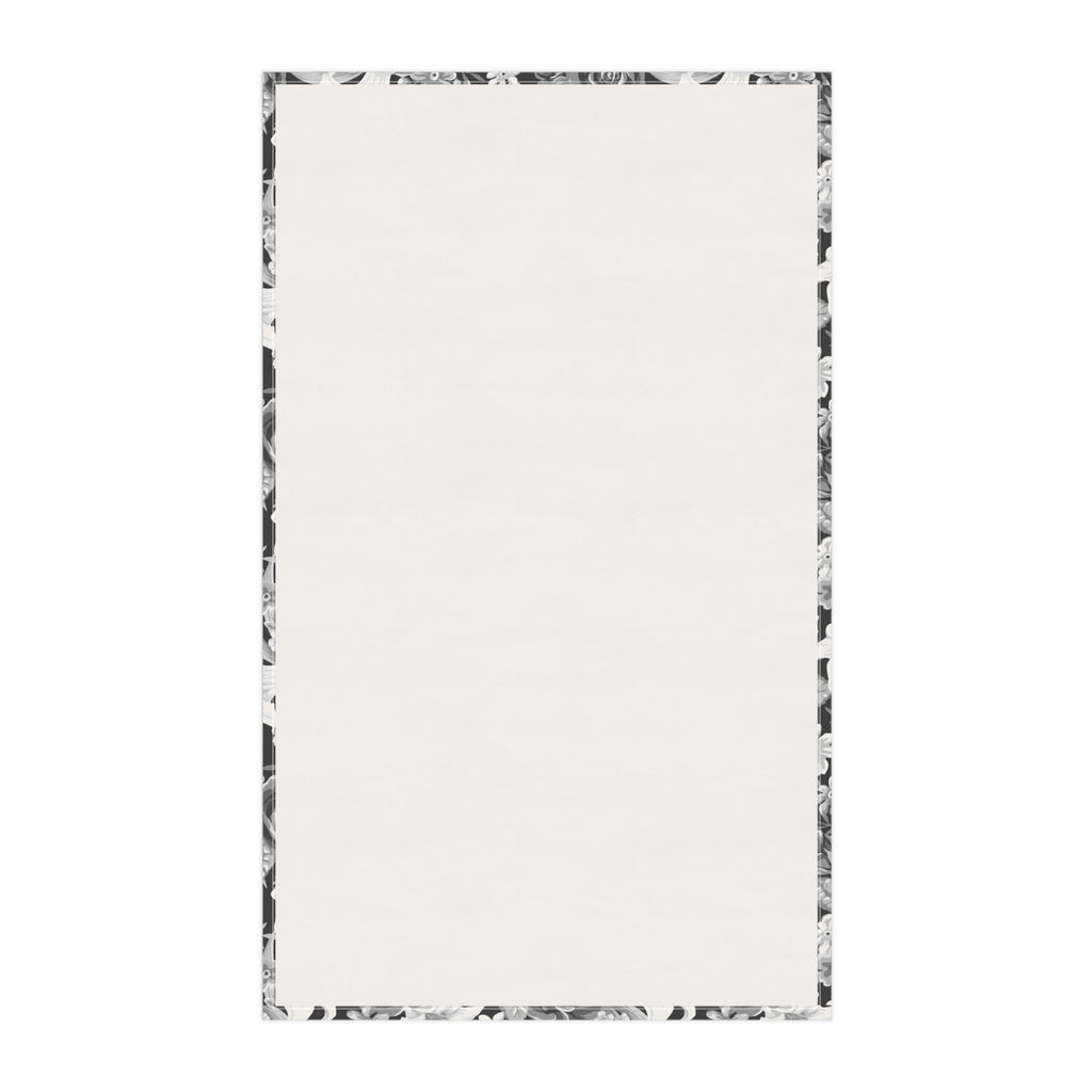 Black and White Roses and Flower Tea Towel