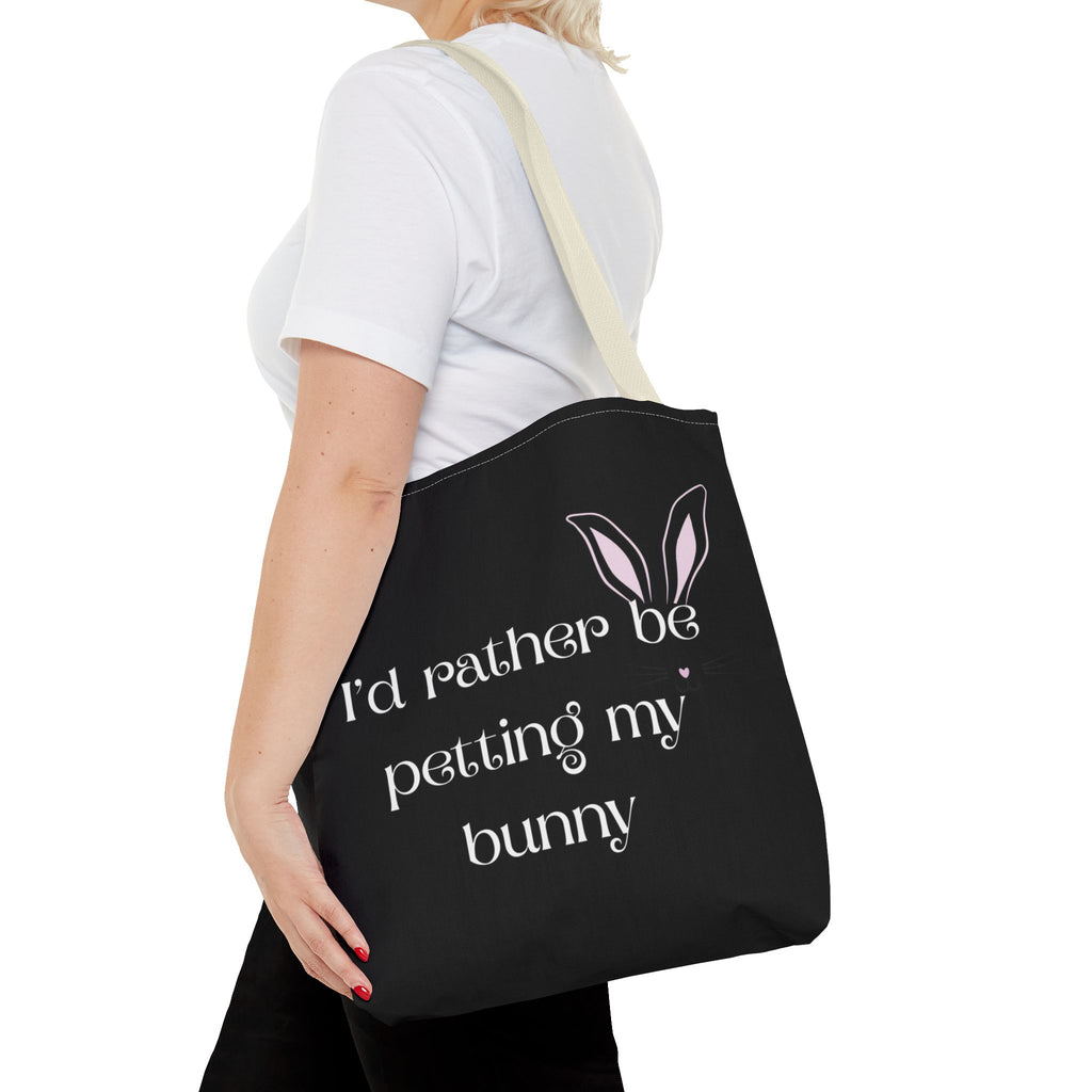 I'd Rather Be Petting My Bunny Tote Bag — Cute Bunny Canvas Tote