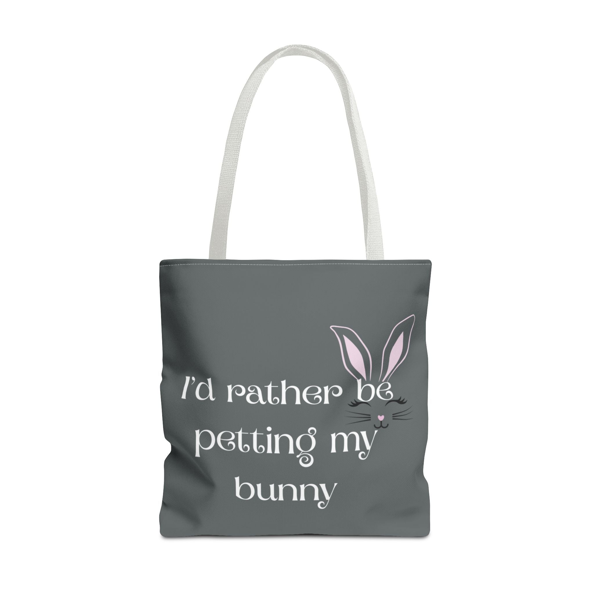 I'd Rather Be Petting My Bunny Tote Bag — Cute Bunny Canvas Tote