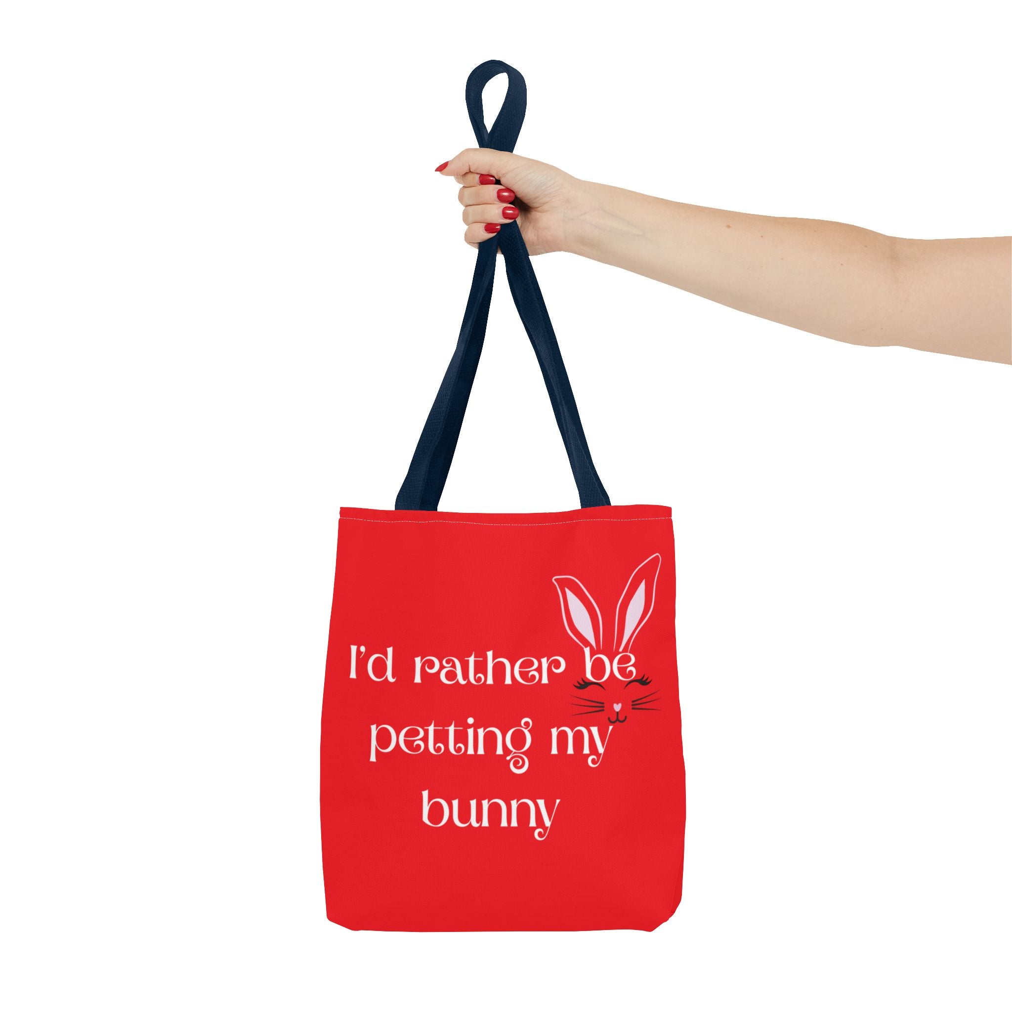 I'd Rather Be Petting My Bunny Tote Bag — Cute Bunny Canvas Tote