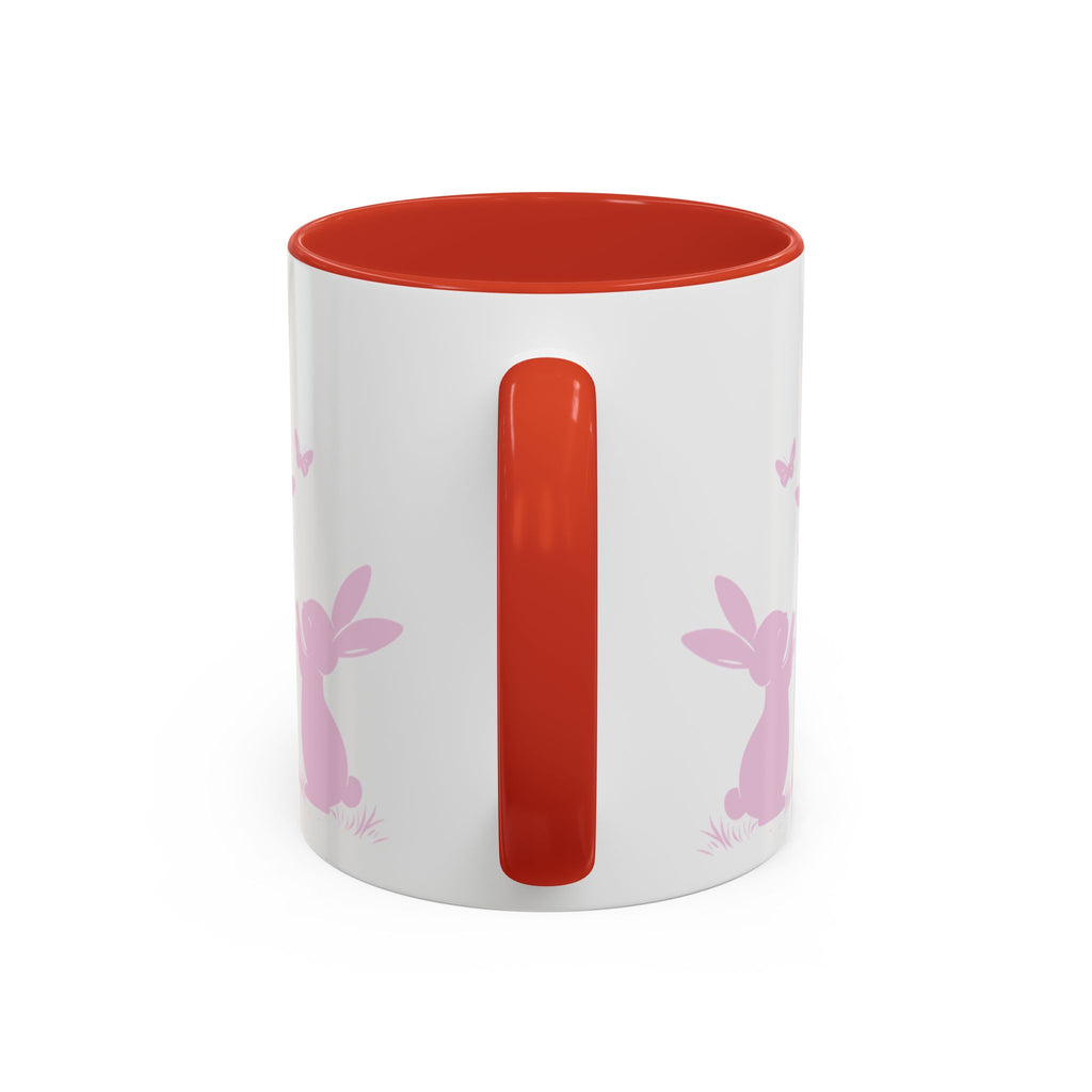 Bunny & Butterfly Accent Coffee Mug — Cute Spring Ceramic Mug (11/15oz), Cute Coffee Mug