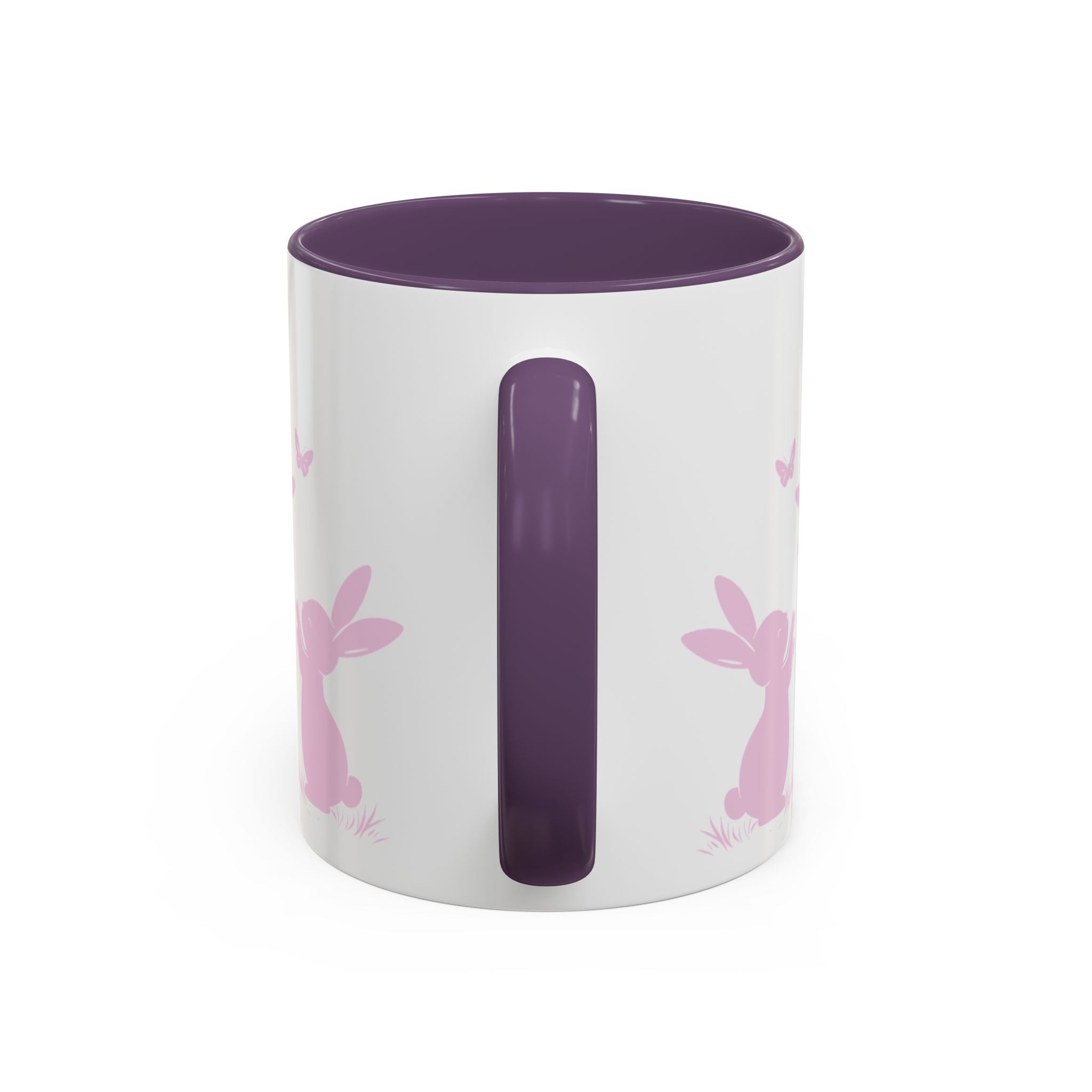 Bunny & Butterfly Accent Coffee Mug — Cute Spring Ceramic Mug (11/15oz), Cute Coffee Mug
