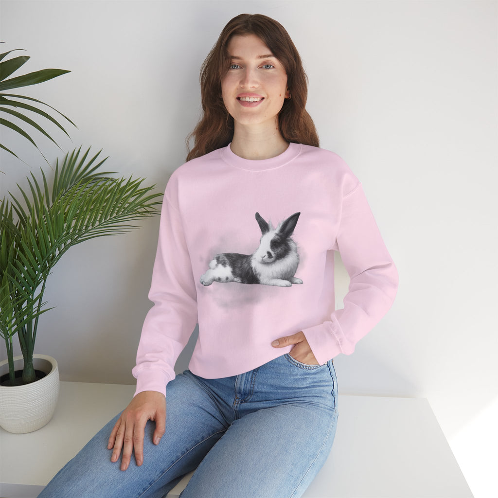 Black & White Bunny Portrait Crewneck Sweatshirt