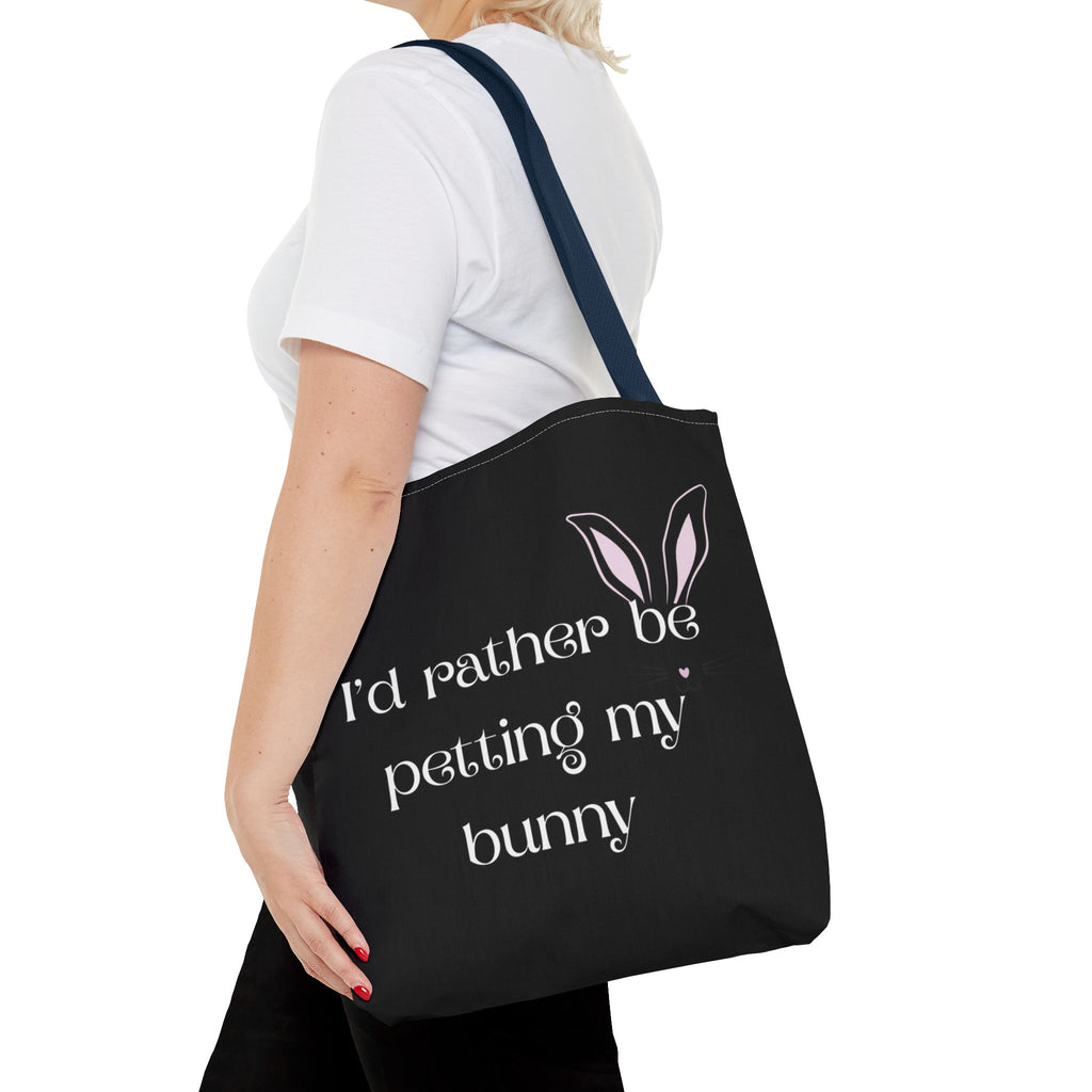 I'd Rather Be Petting My Bunny Tote Bag — Cute Bunny Canvas Tote