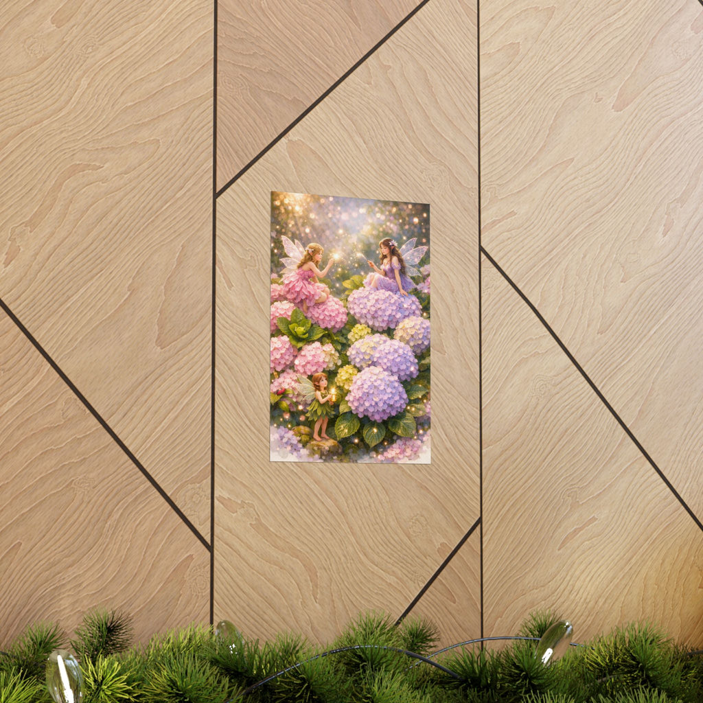 Fairy Hydrangea Flower Matte Vertical Poster