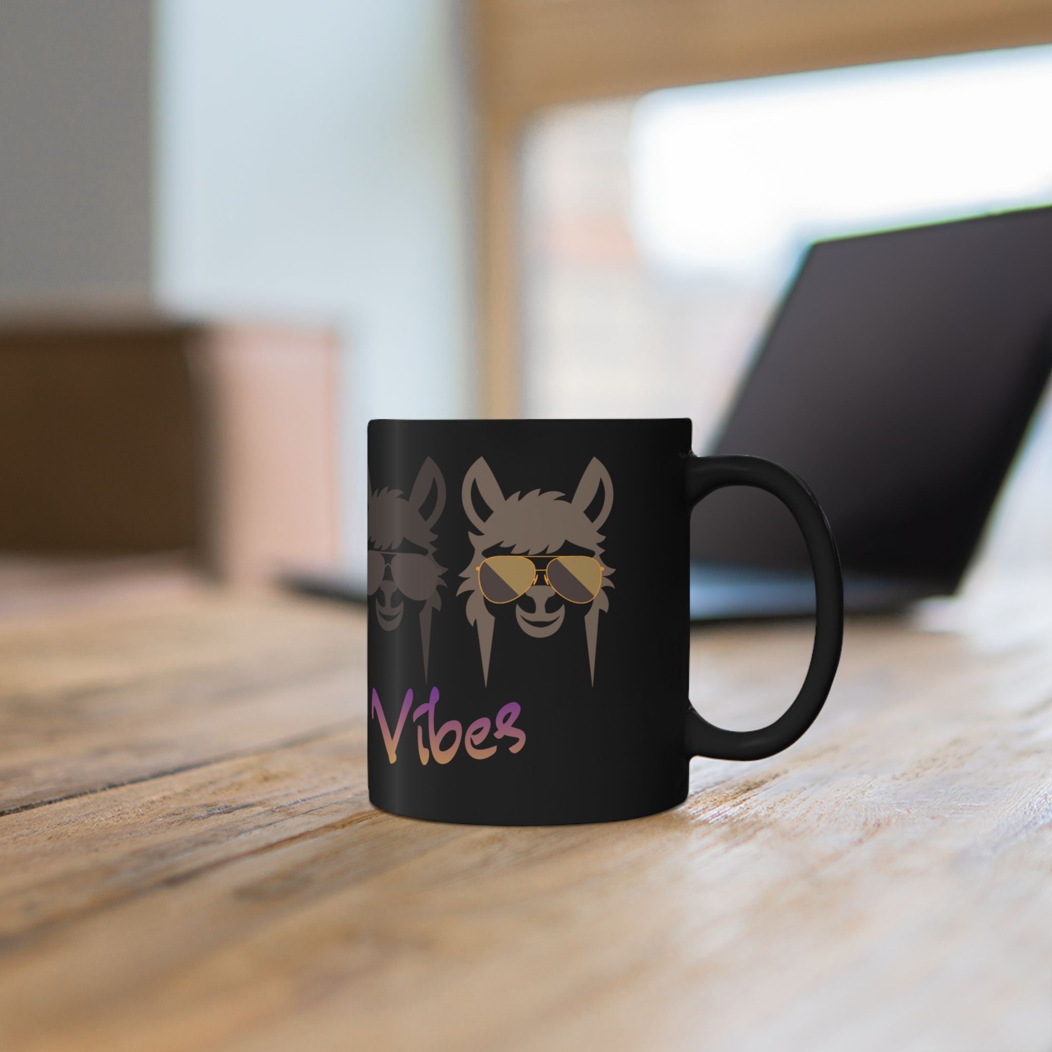 Alpaca Vibes Black Mug — 11oz & 15oz Ceramic Coffee Cup