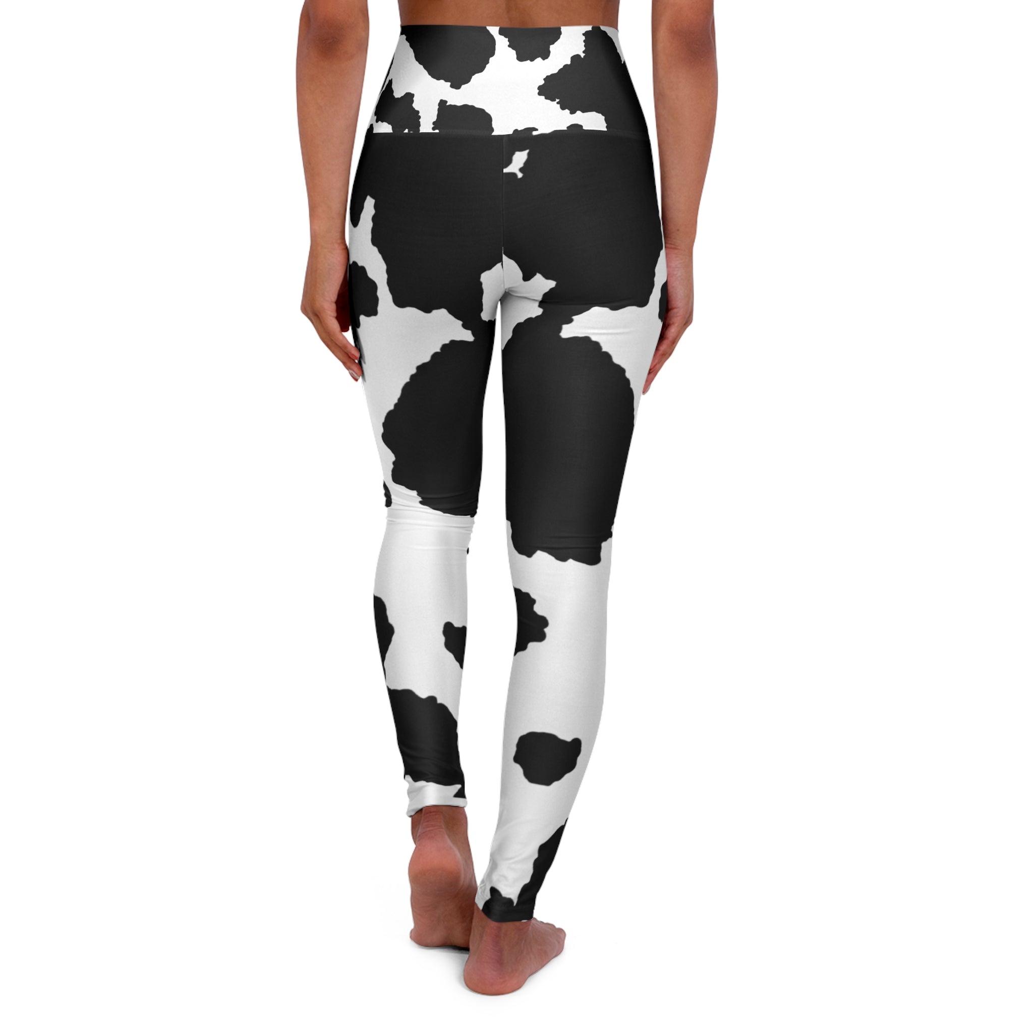 High Waisted Black and White Yoga Leggings (AOP)