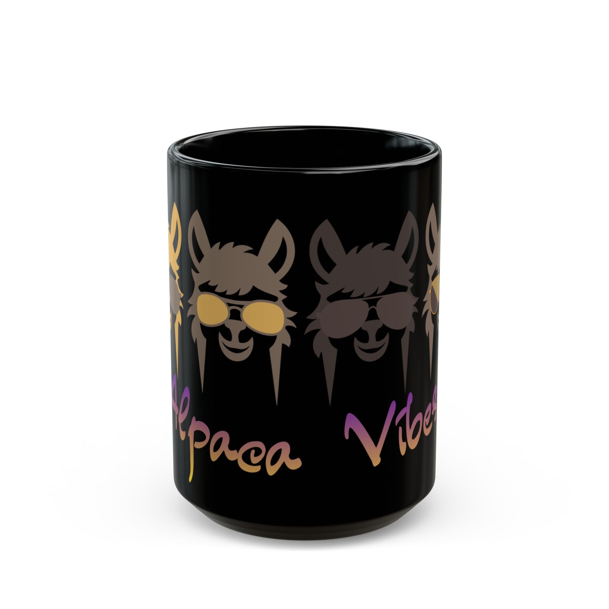 Alpaca Vibes Black Mug — 11oz & 15oz Ceramic Coffee Cup
