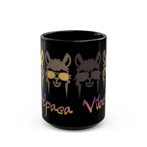 Alpaca Vibes Black Mug — 11oz & 15oz Ceramic Coffee Cup