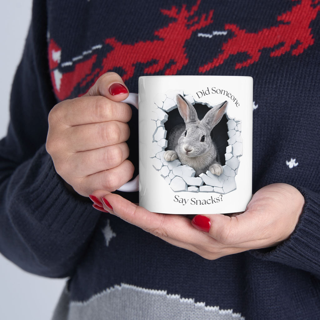 Bunny Ceramic Mug – “Did Someone Say Snacks?” Coffee Cup